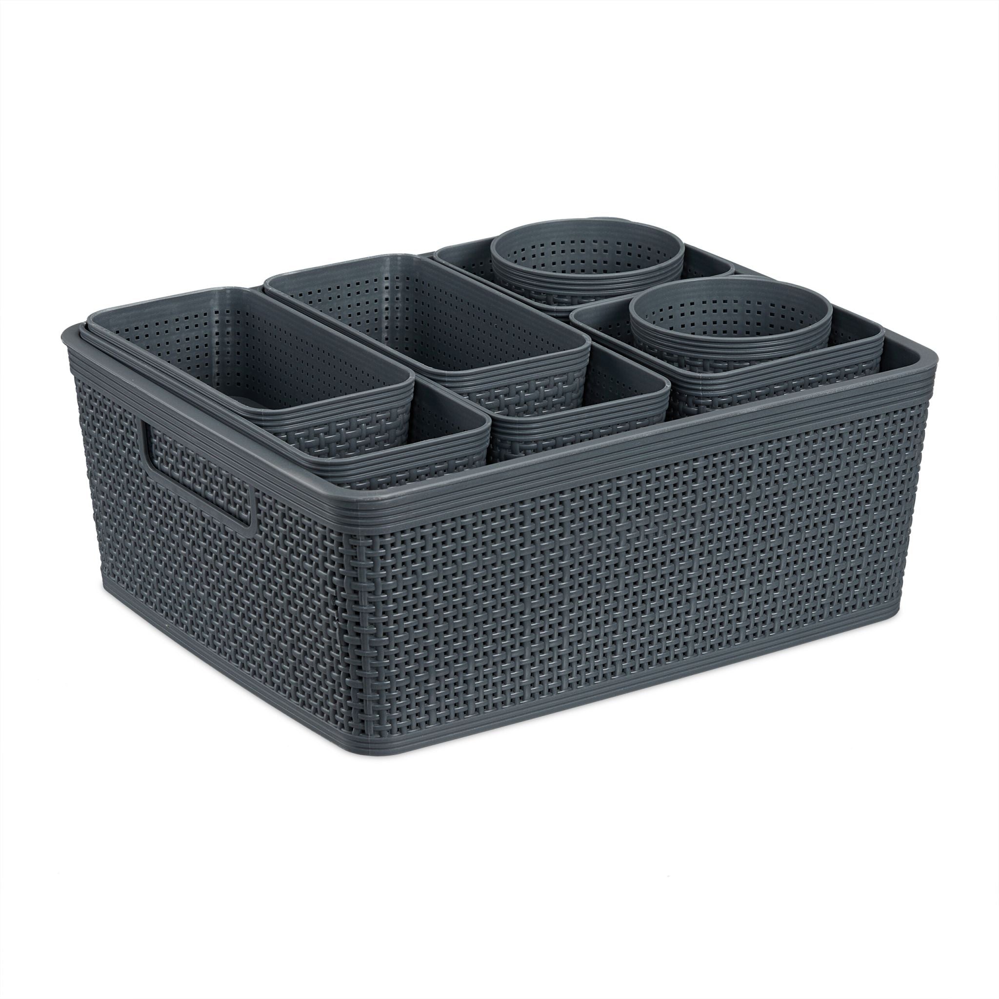 Schubladen Organizer 10er-Set Grau von Relaxdays