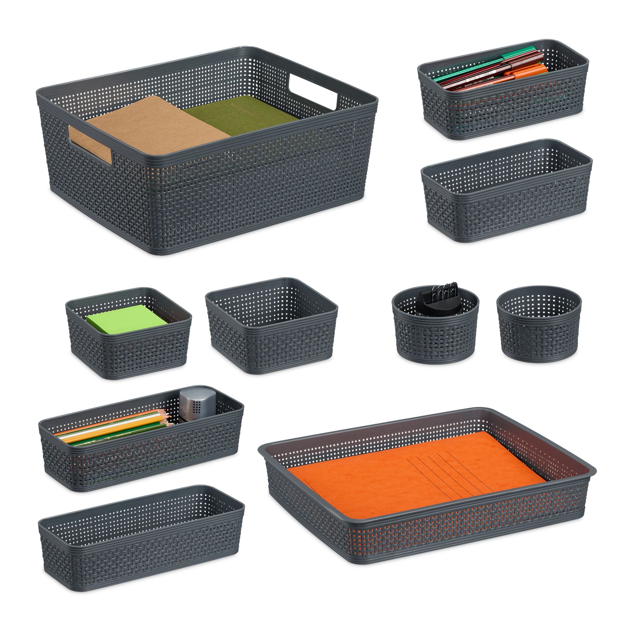 Schubladen Organizer 10er-Set Grau von Relaxdays