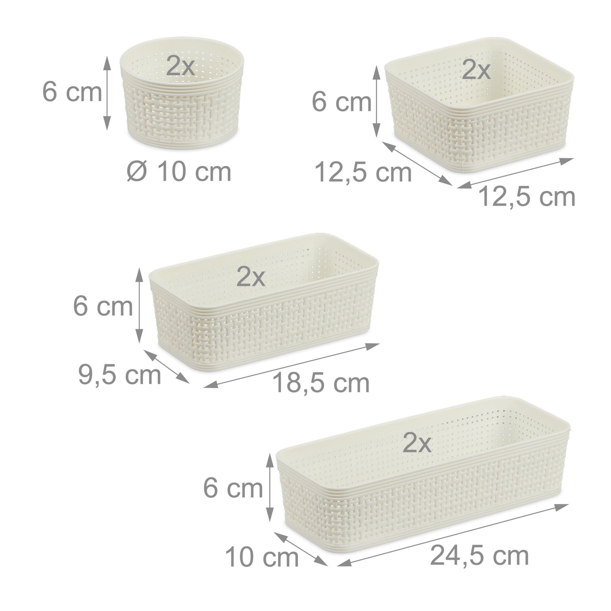 Schubladen Organizer 10er-Set Weiss von Relaxdays