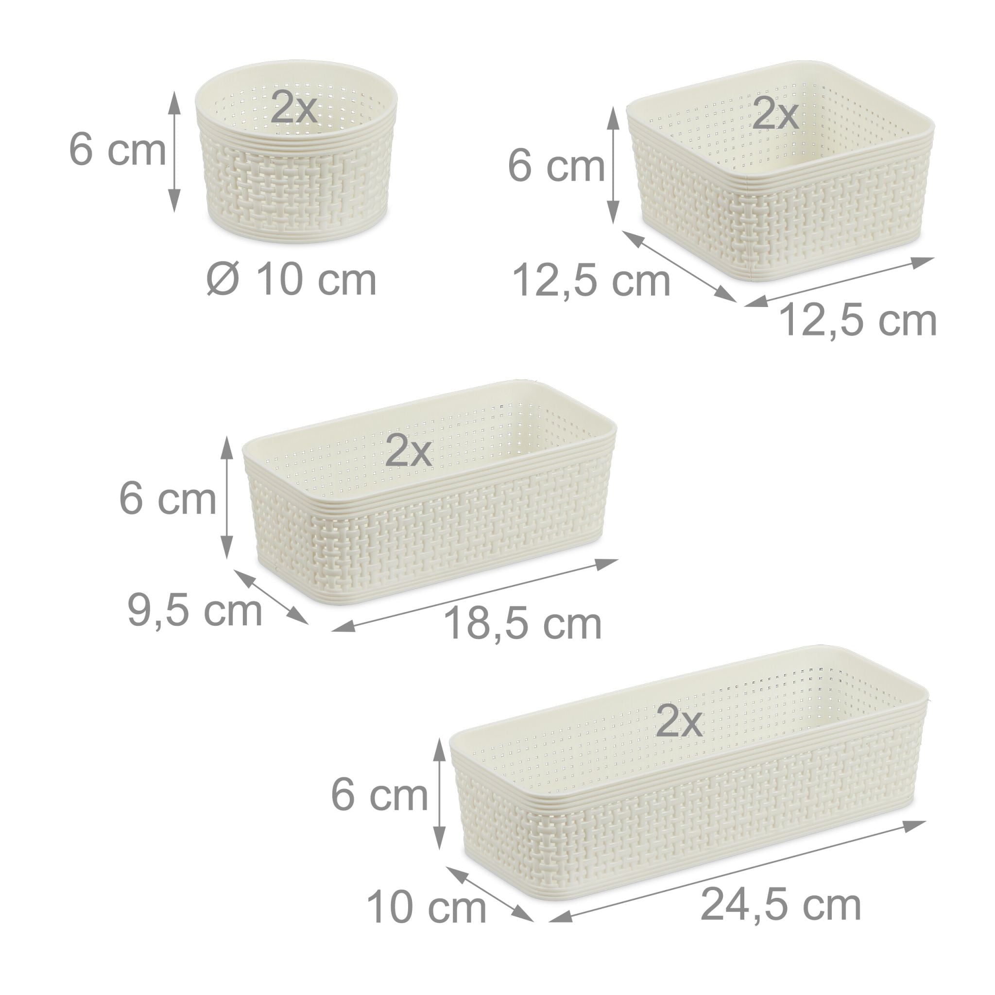 Schubladen Organizer 10er-Set Weiss von Relaxdays