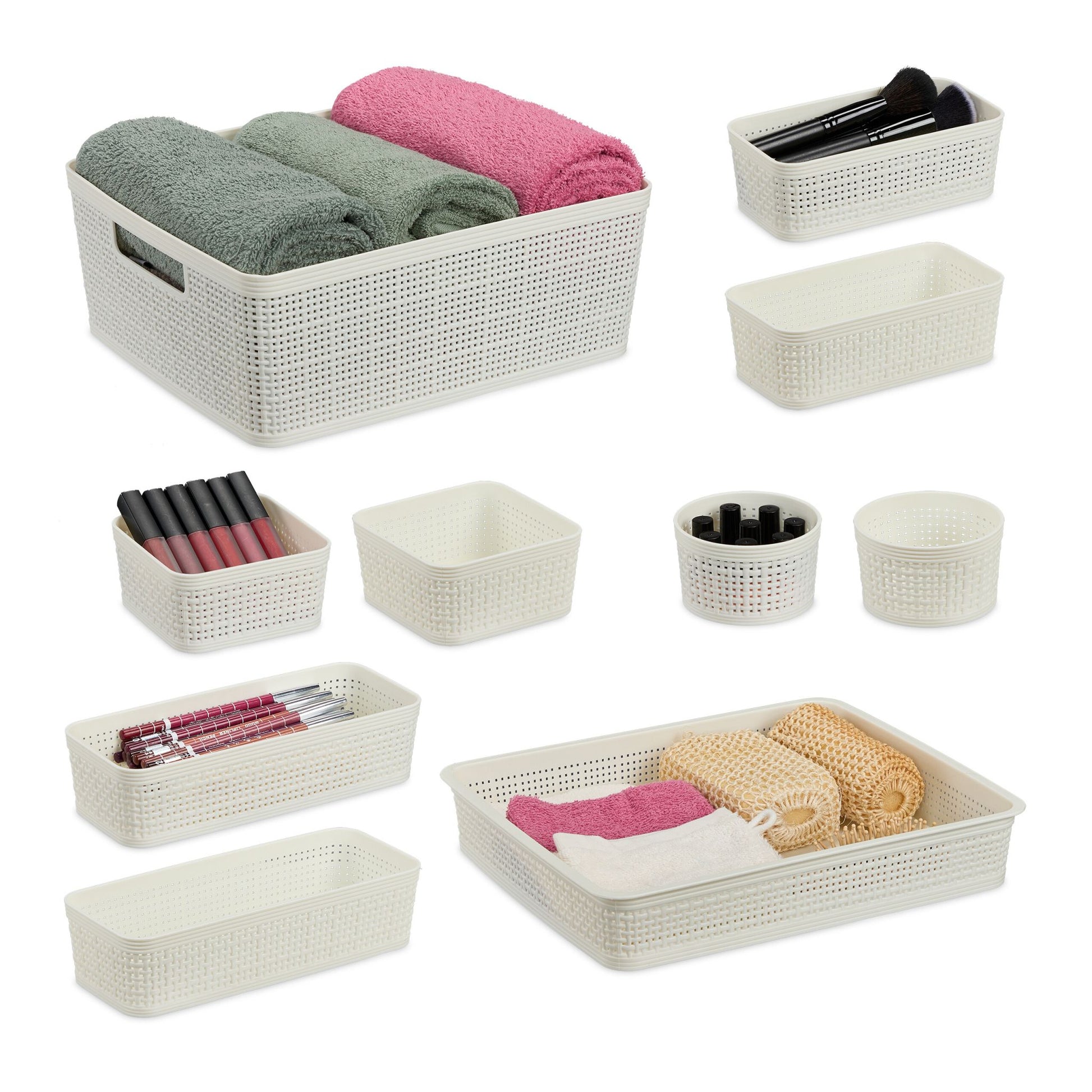 Schubladen Organizer 10er-Set Weiss von Relaxdays