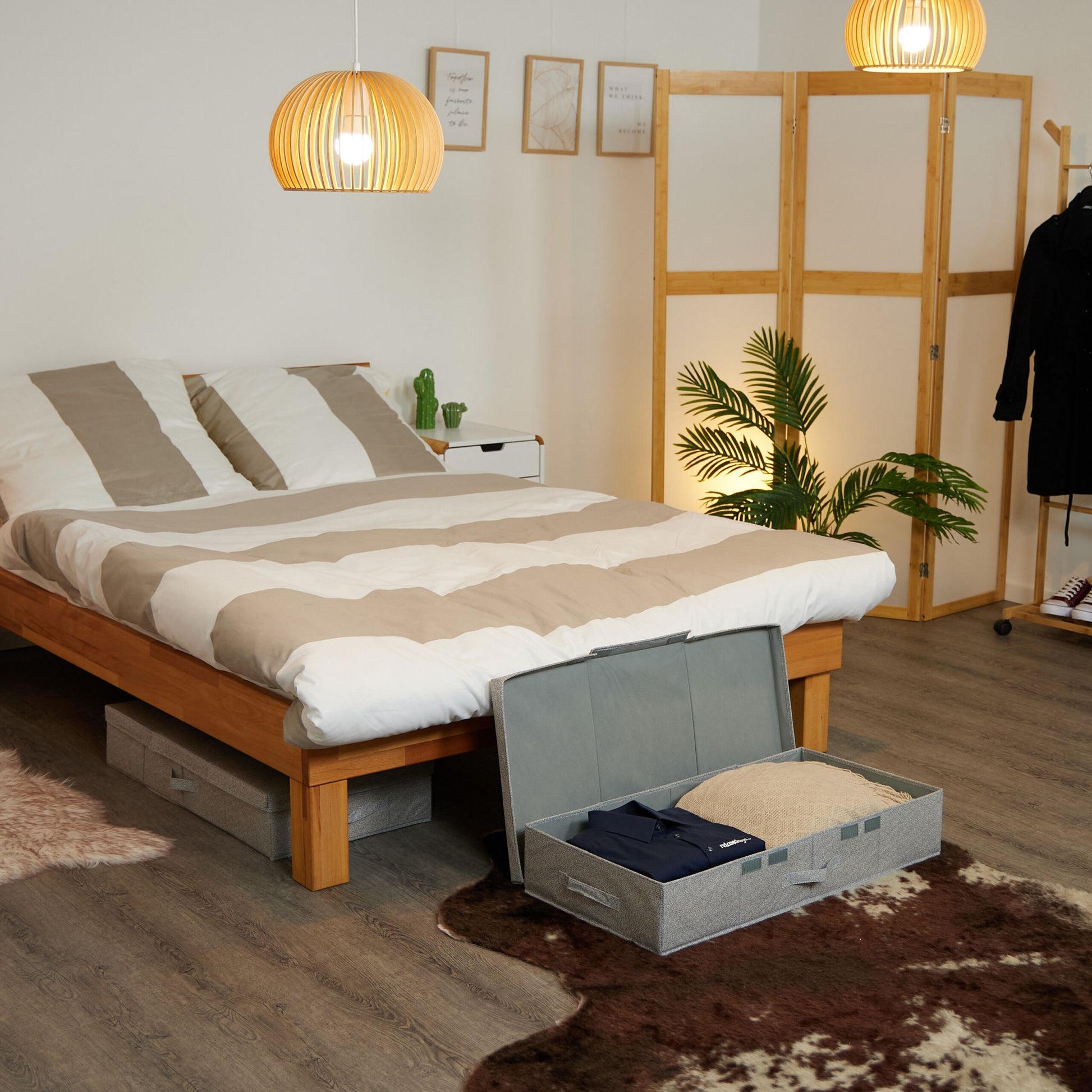 Unterbettkommode mit Deckel 2er-Set Grau von Relaxdays
