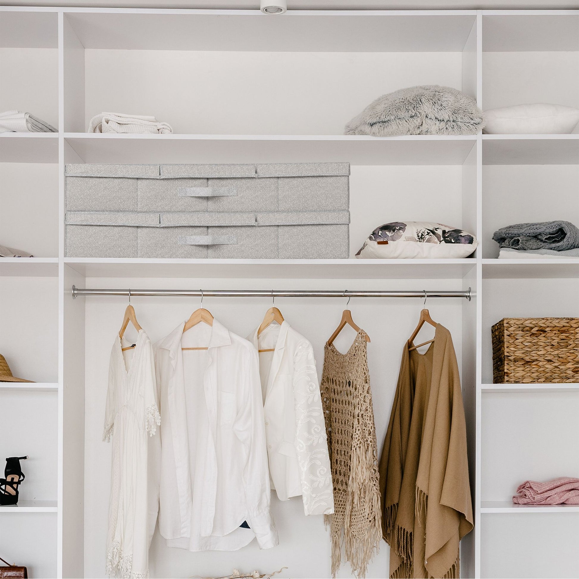 Unterbettkommode mit Deckel 2er-Set Grau von Relaxdays