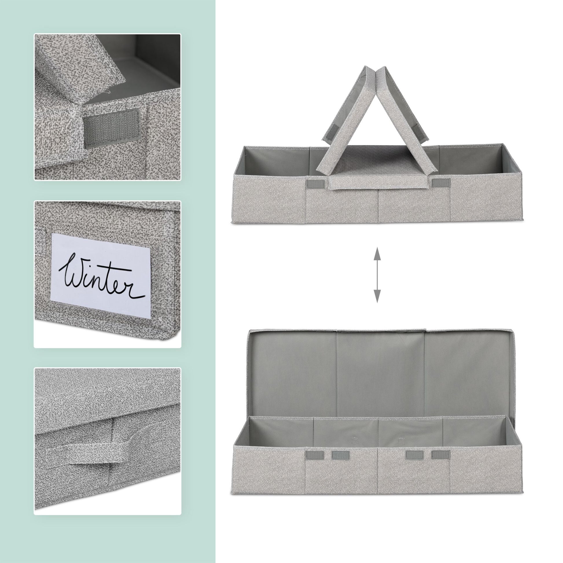 Unterbettkommode mit Deckel 2er-Set Grau von Relaxdays