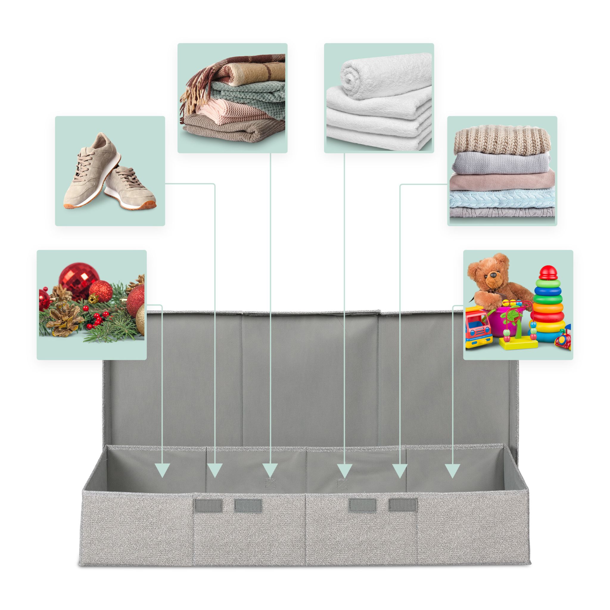 Unterbettkommode mit Deckel 2er-Set Grau von Relaxdays