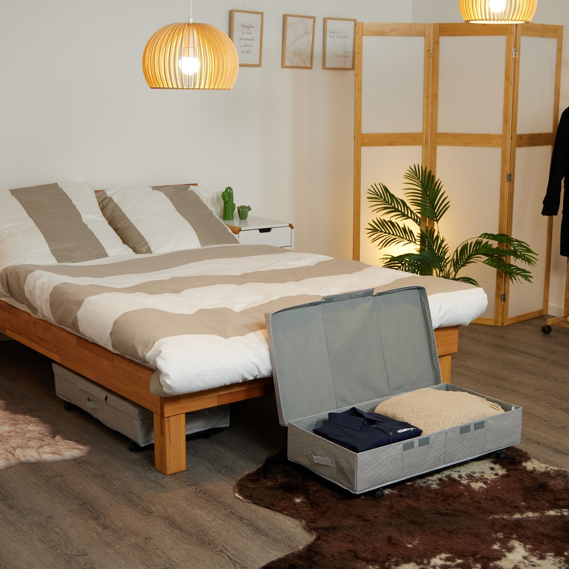 Unterbettkommode mit Rollen 2er-Set Schwarz-Grau von Relaxdays