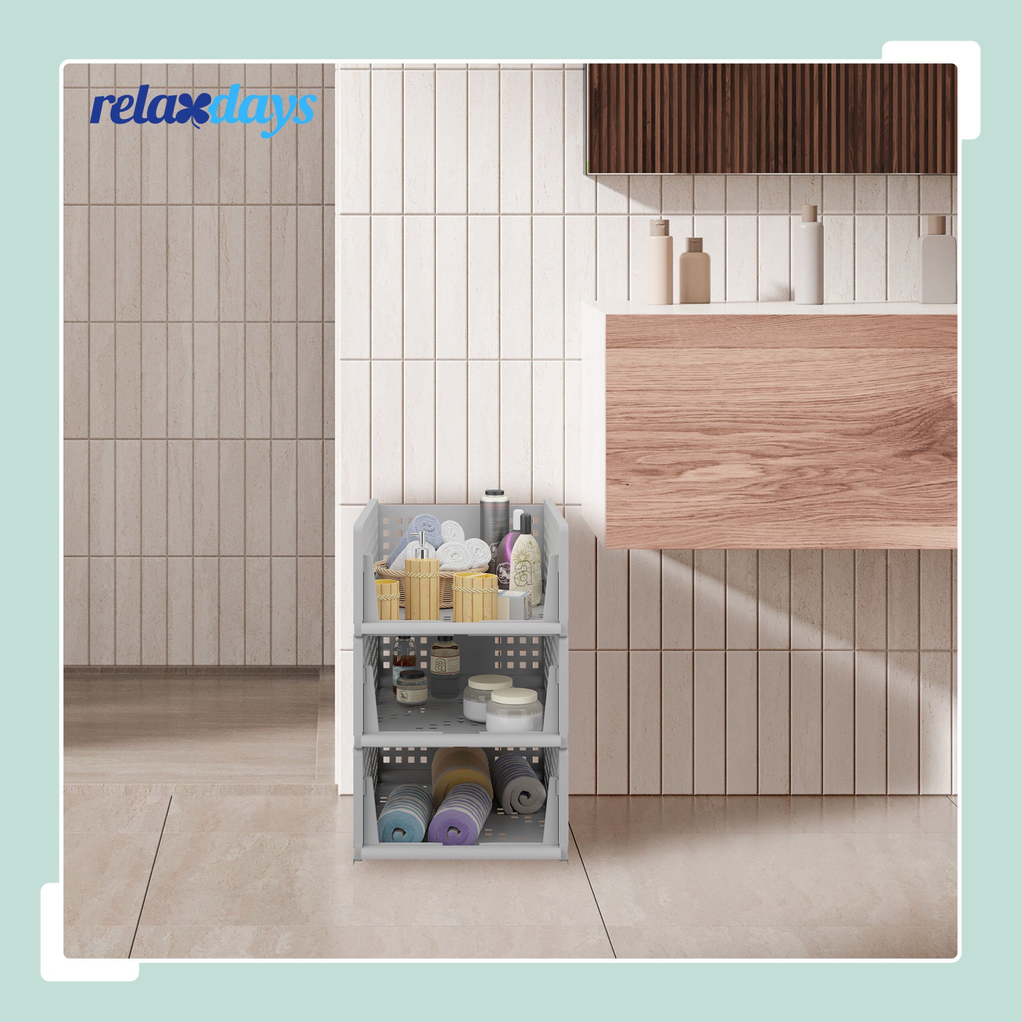 Schrank Organizer 3er-Set Grau