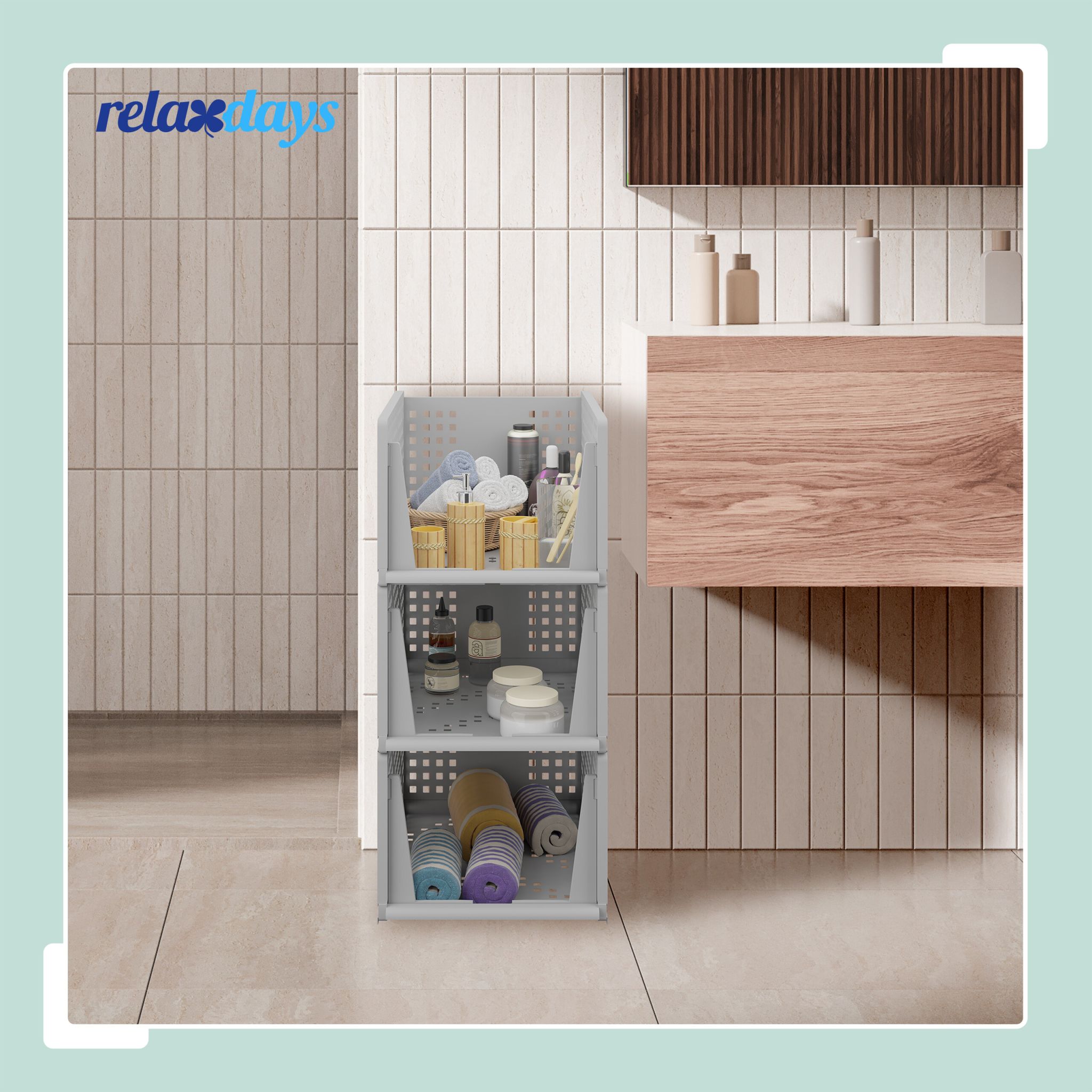 Schrank Organizer 3er-Set Grau