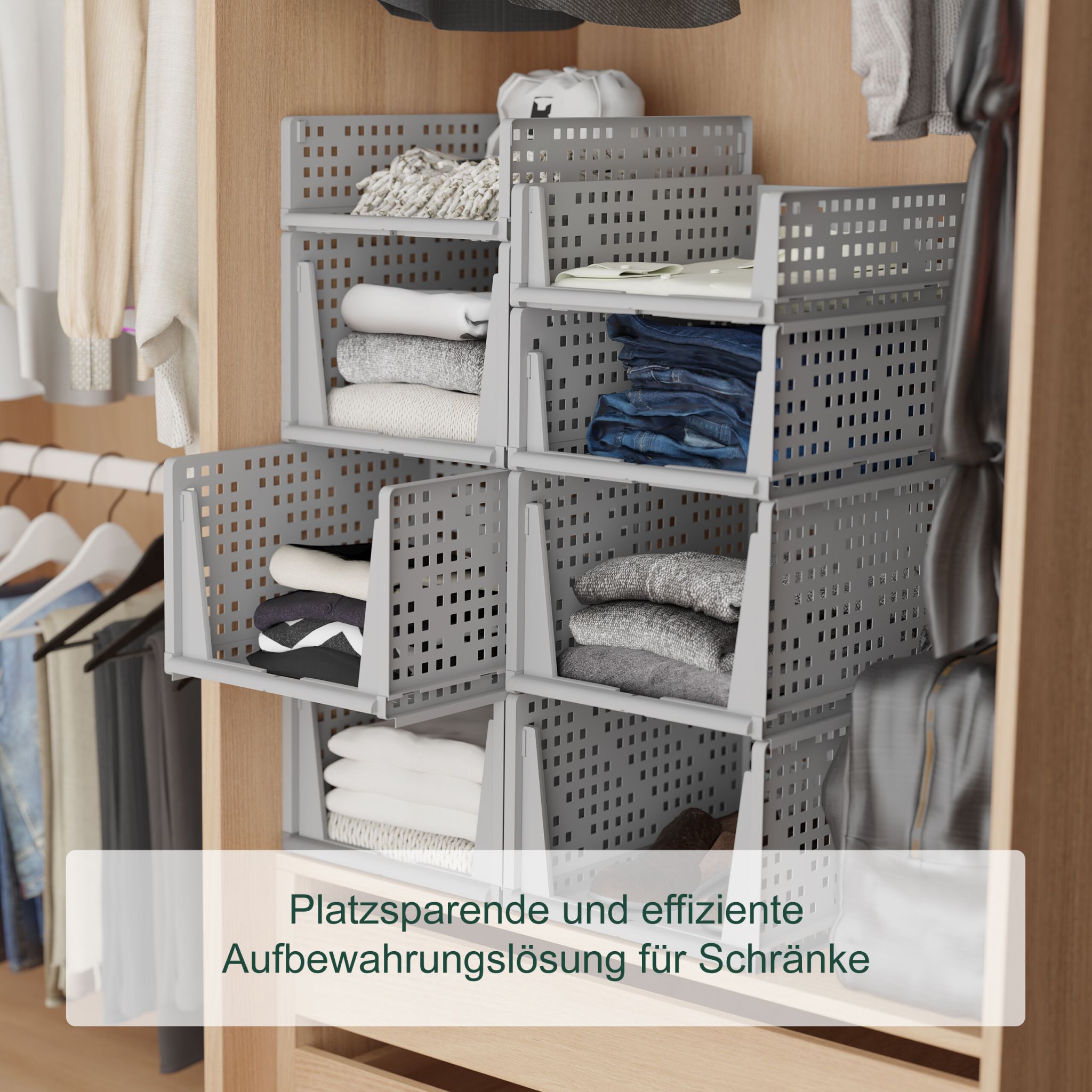 Schrank Organizer 3er-Set Grau