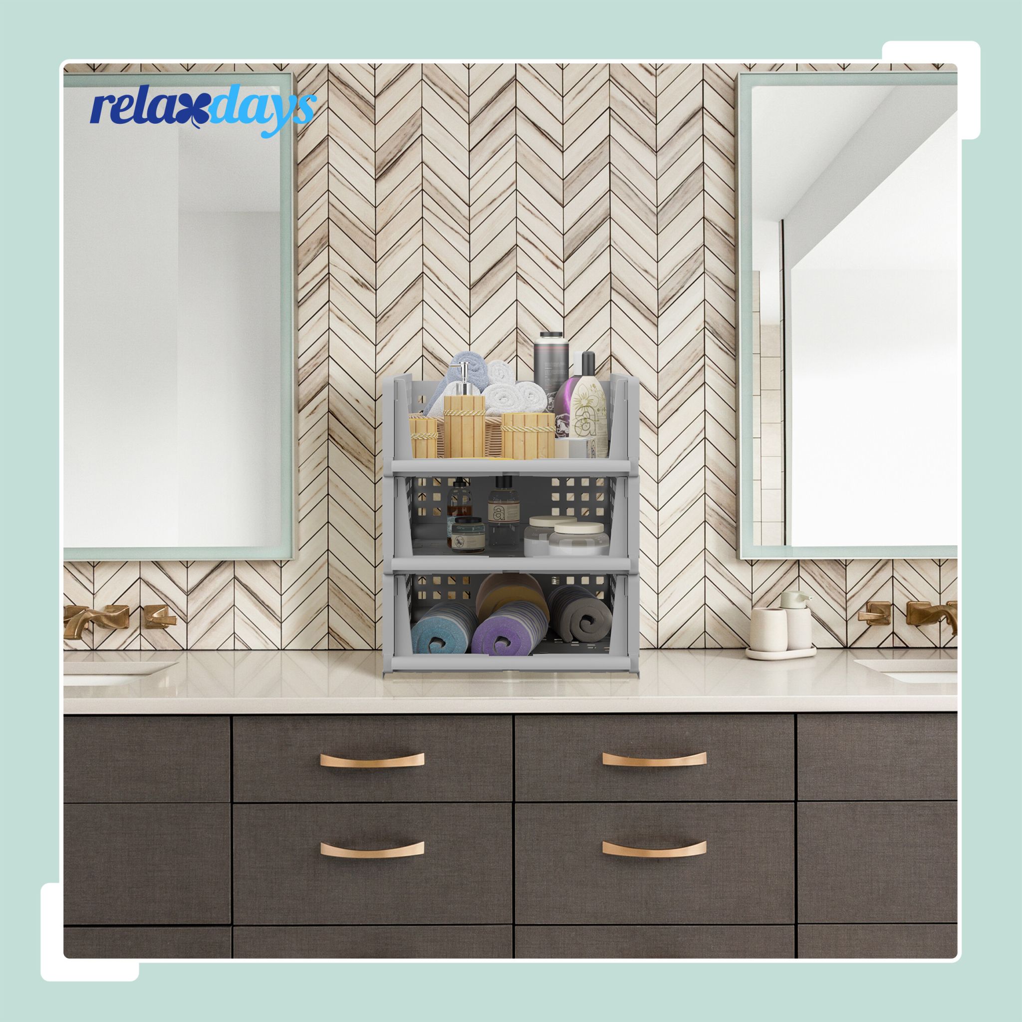 Schrank Organizer 3er-Set Grau