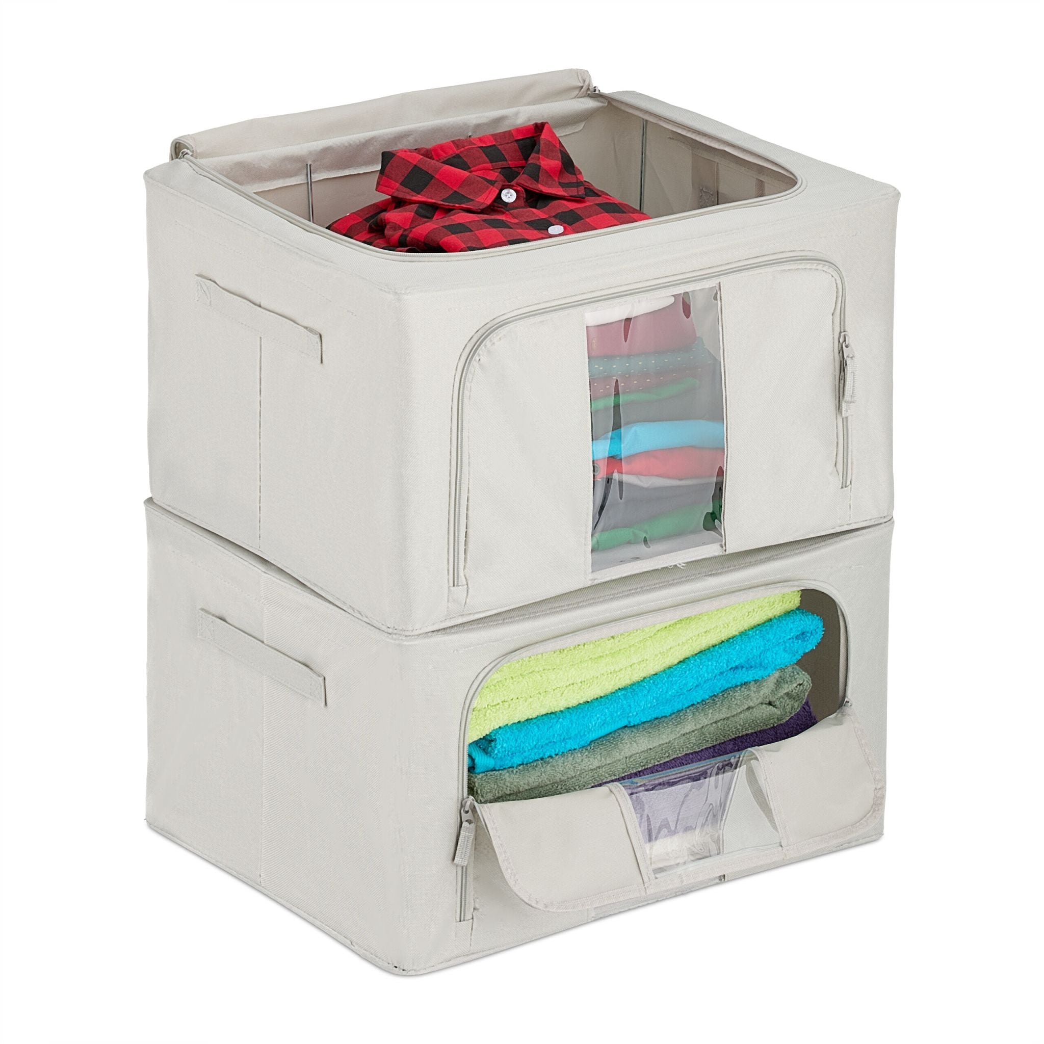 Aufbewahrungstasche Set Transparent-Grau von Relaxdays