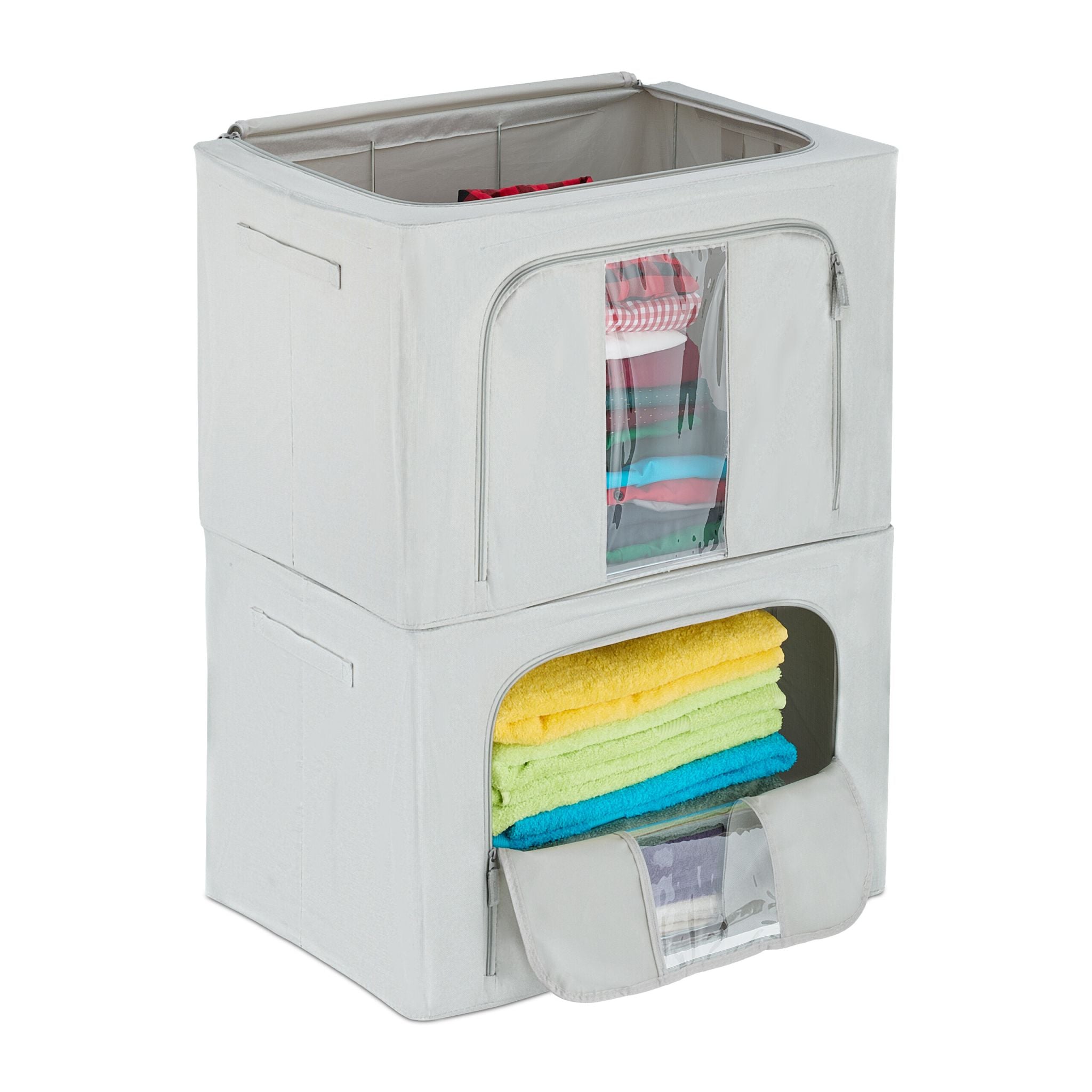 Aufbewahrungstasche Set Transparent-Grau von Relaxdays