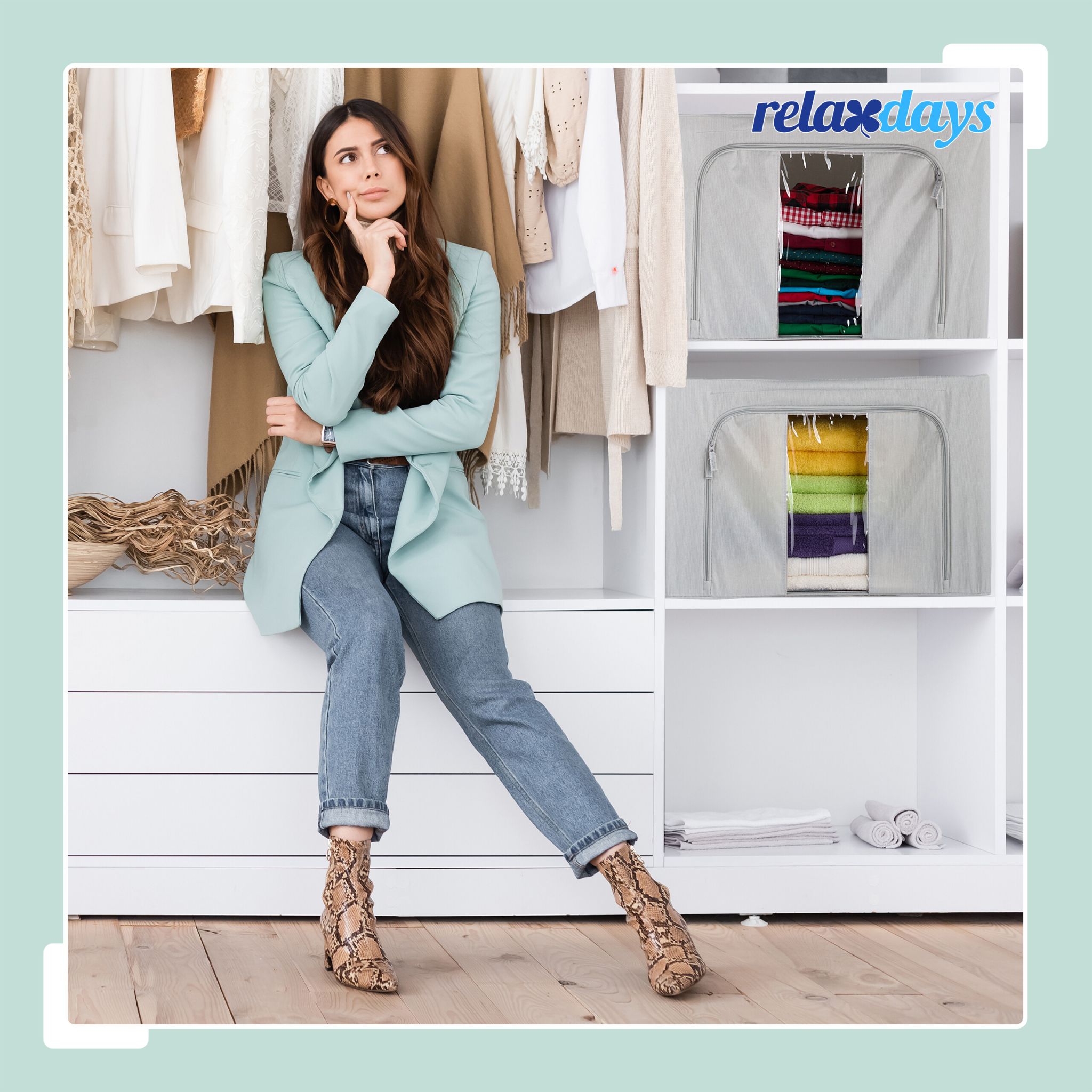 Aufbewahrungstasche Set Transparent-Grau von Relaxdays