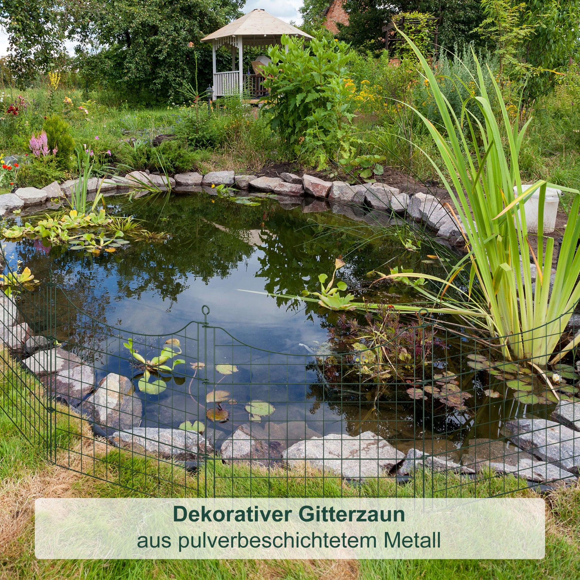 Teichzaun Unterbogen mit 5 Elementen Dunkelgrün von Relaxdays