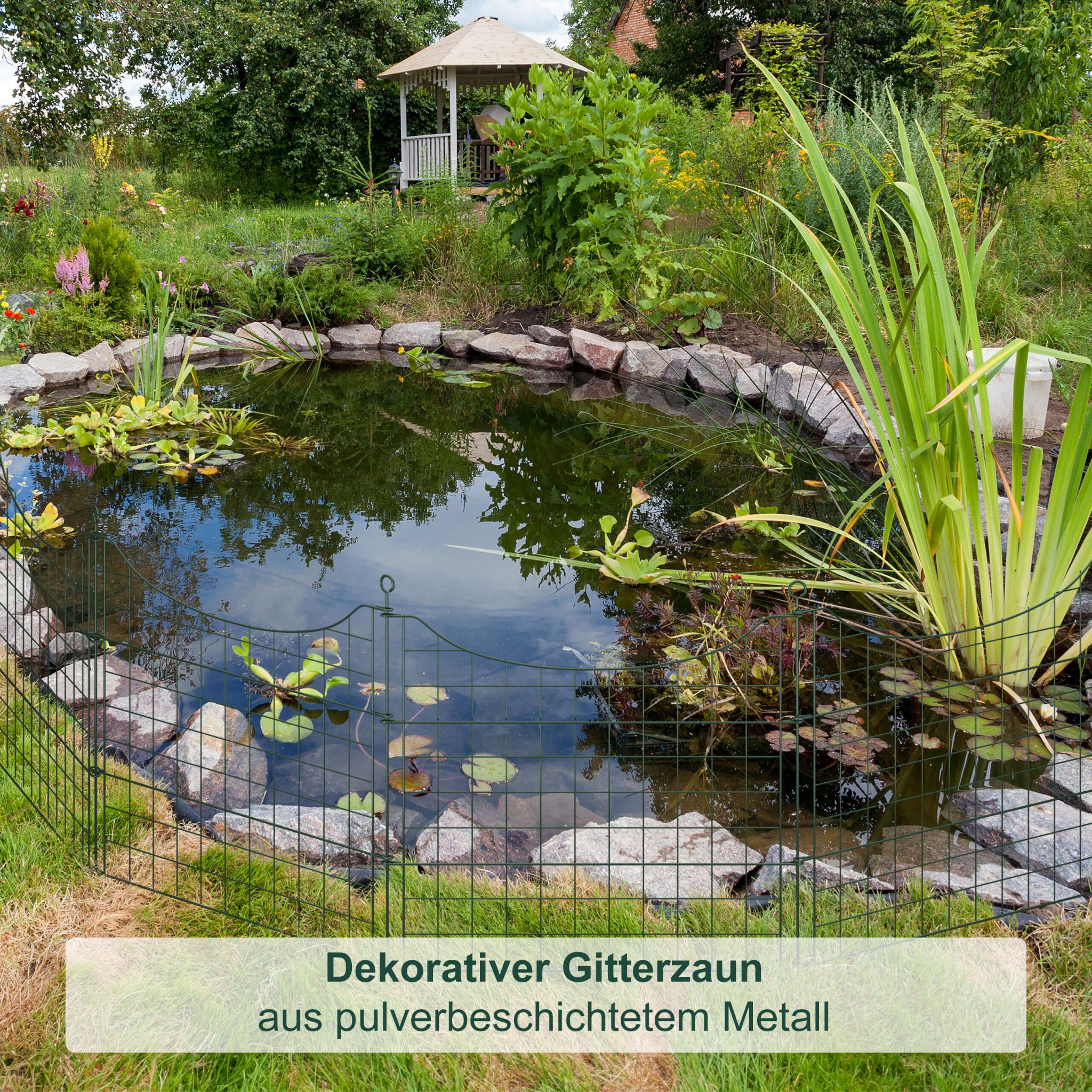 Teichzaun Unterbogen mit 5 Elementen Dunkelgrün von Relaxdays