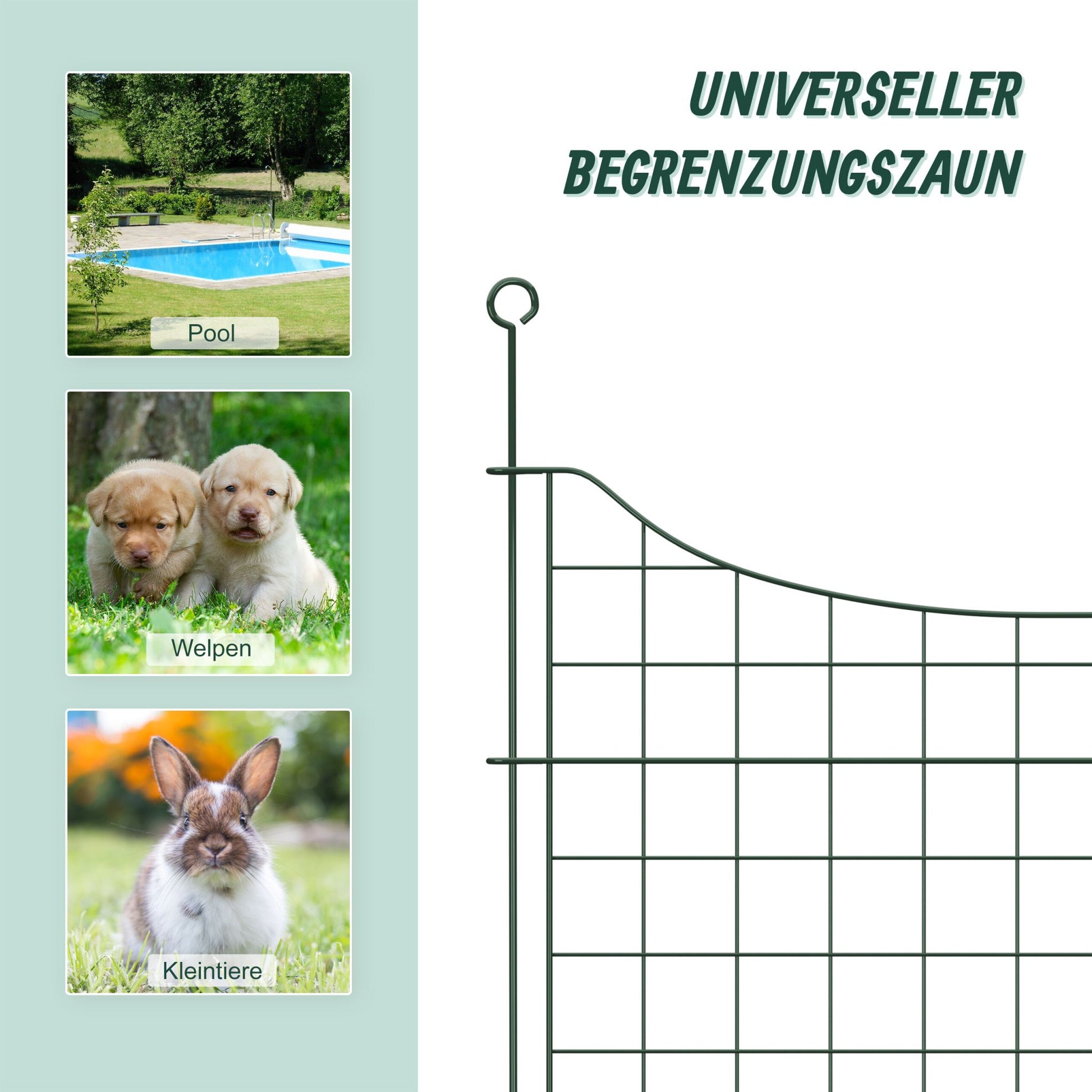 Teichzaun Unterbogen mit 5 Elementen Dunkelgrün von Relaxdays