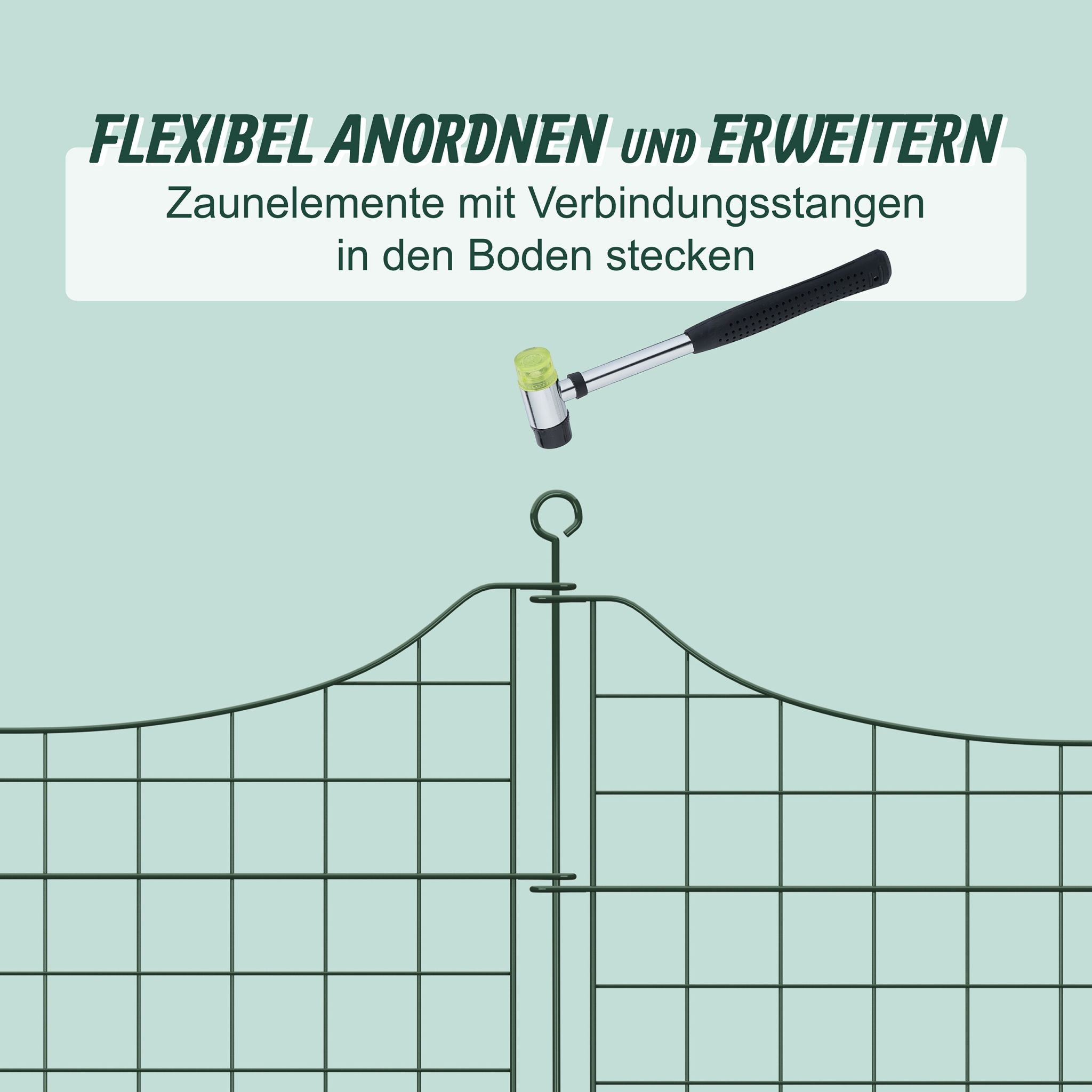 Teichzaun Unterbogen mit 5 Elementen Dunkelgrün von Relaxdays