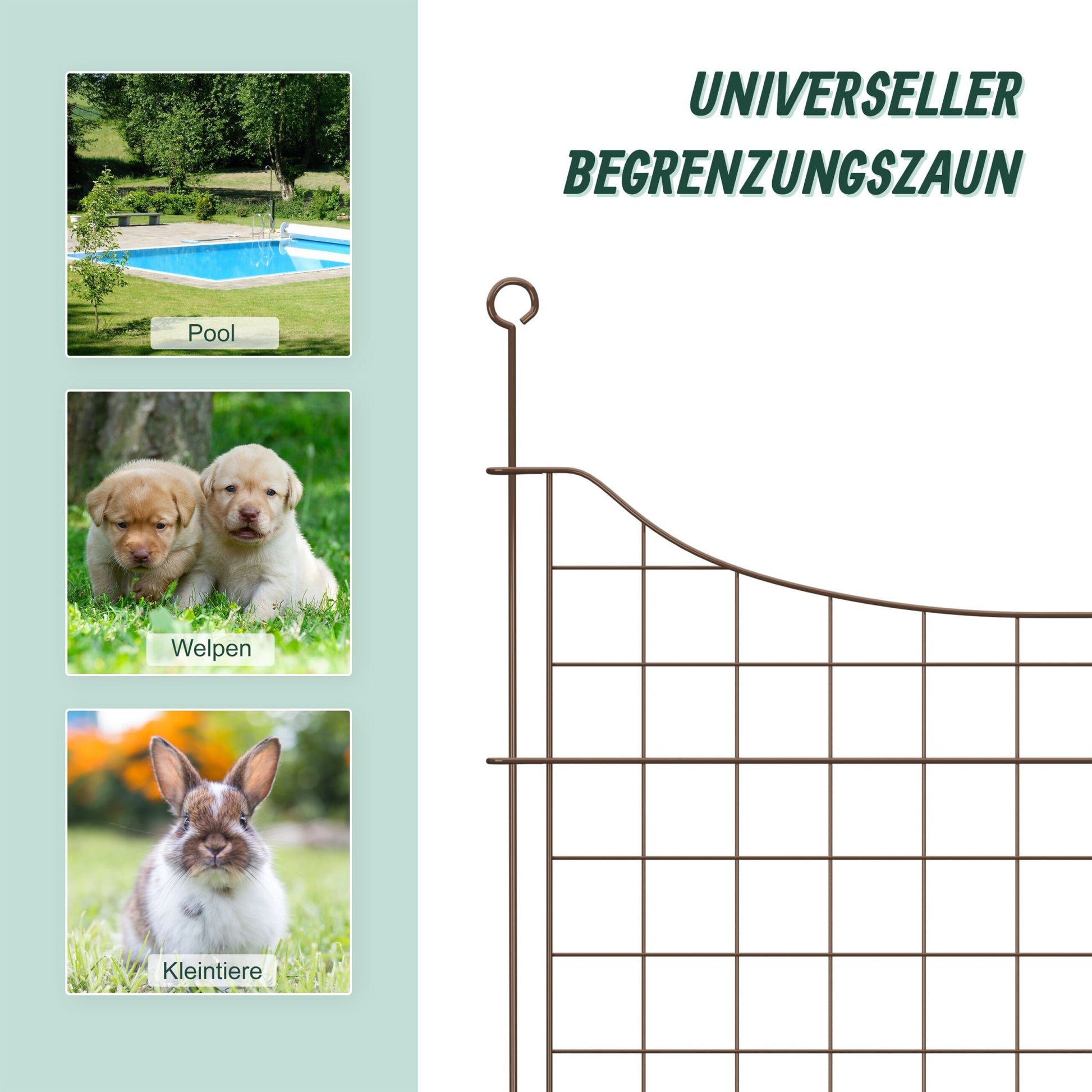 Teichzaun Unterbogen mit 5 Elementen Braun von Relaxdays