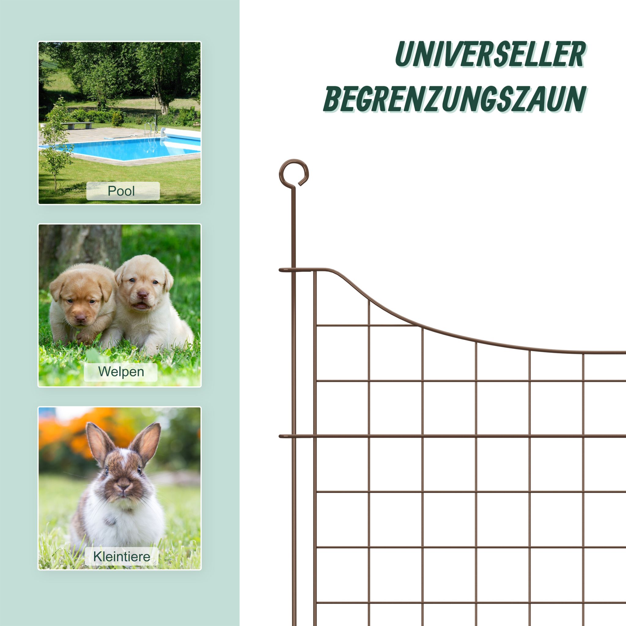 Teichzaun Unterbogen mit 5 Elementen Braun von Relaxdays
