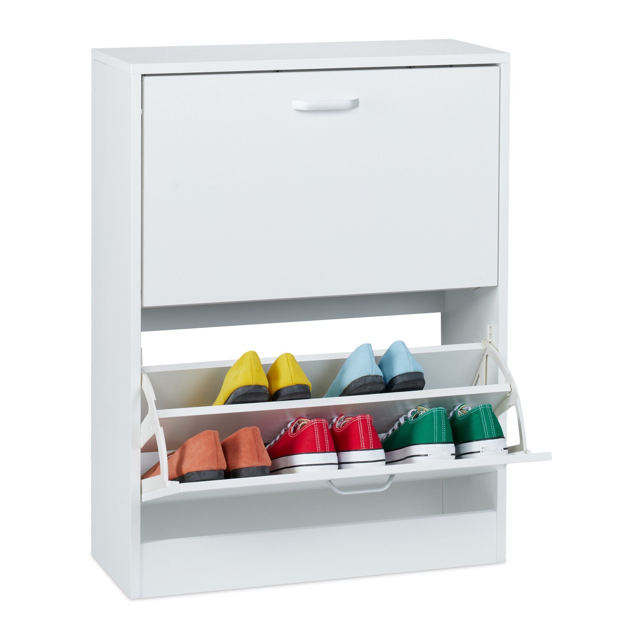 Schuhschrank Kipper Weiss-Silber von Relaxdays
