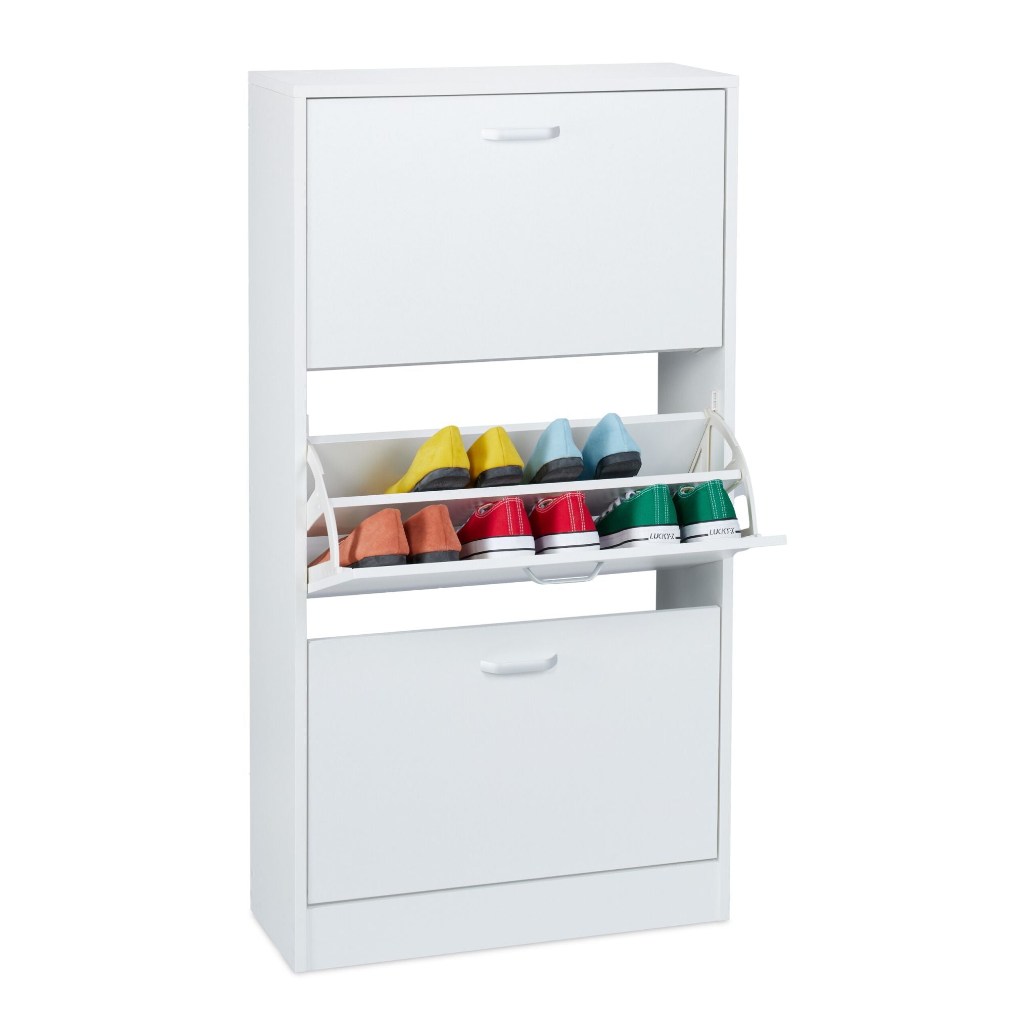 Schuhschrank Kipper Weiss-Silber von Relaxdays