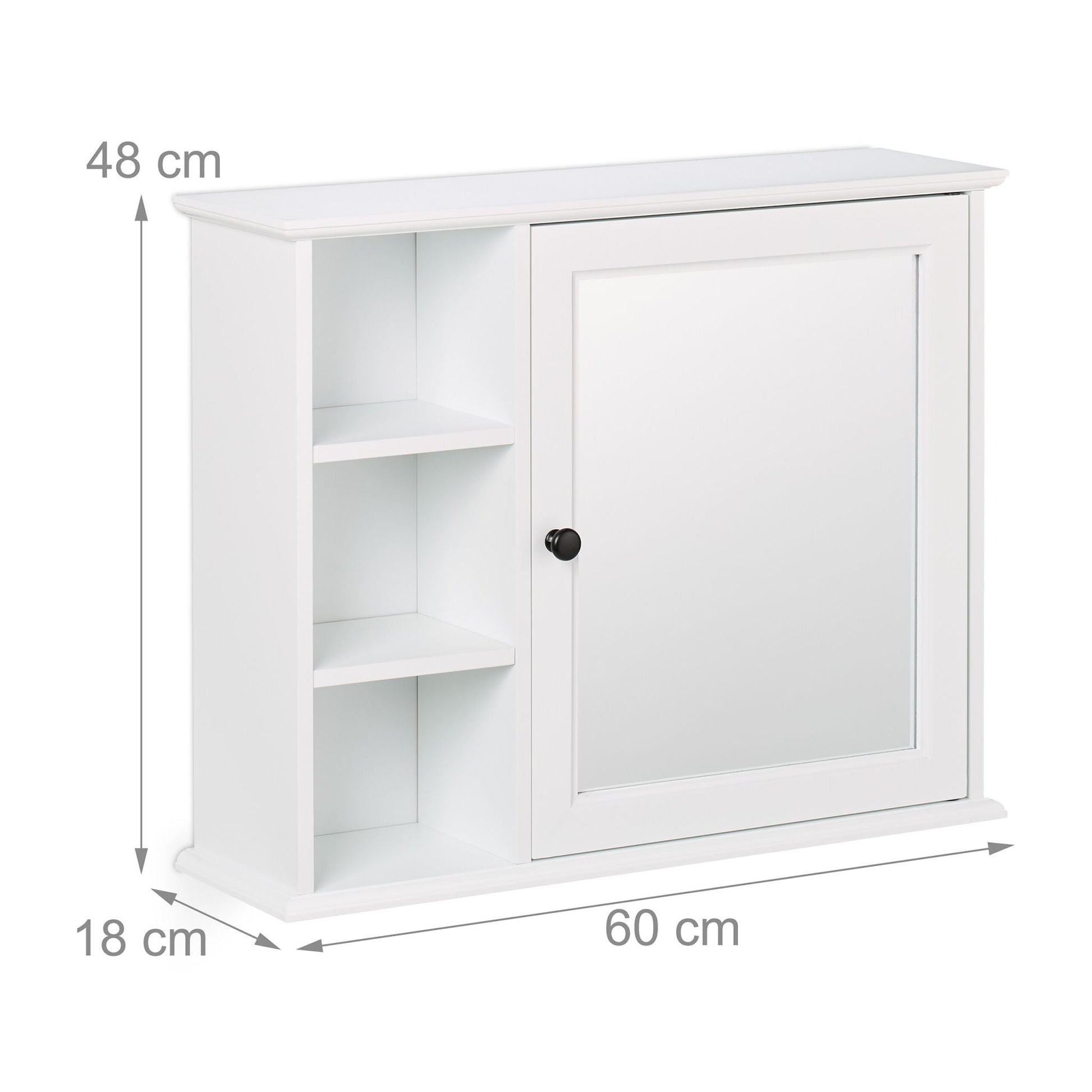 Spiegelschrank weiss 5 Fächer Weiss-Schwarz von Relaxdays