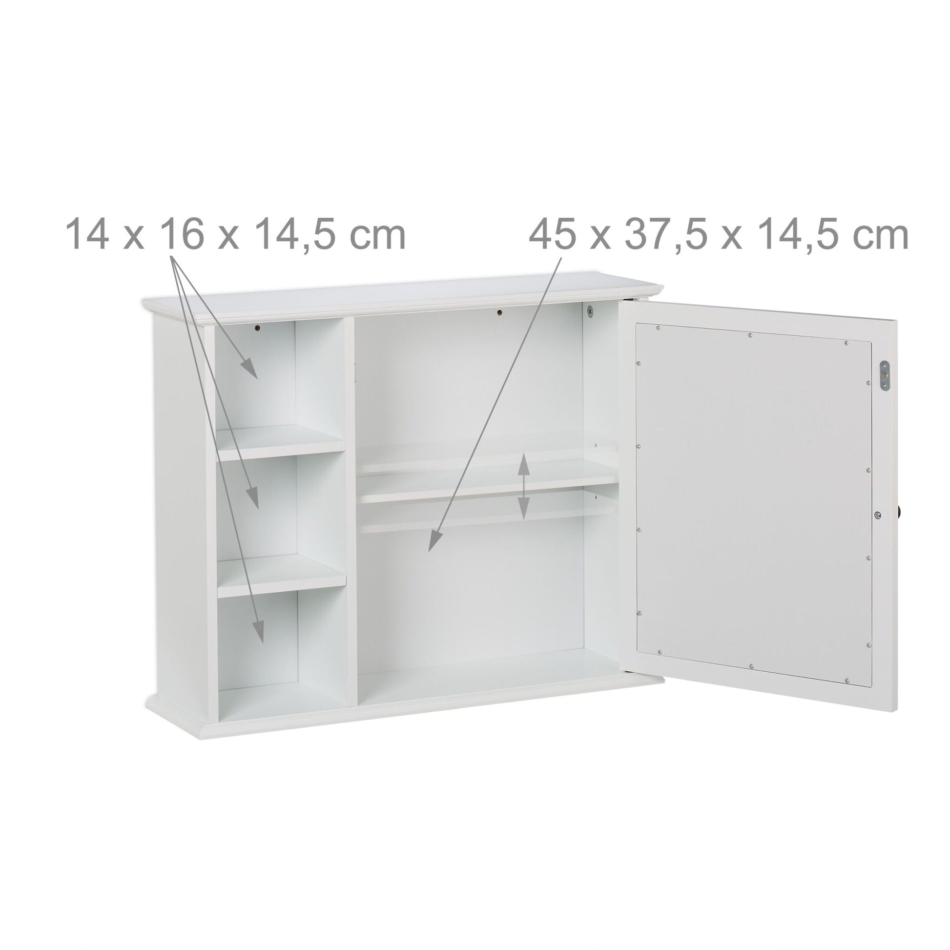 Spiegelschrank weiss 5 Fächer Weiss-Schwarz von Relaxdays