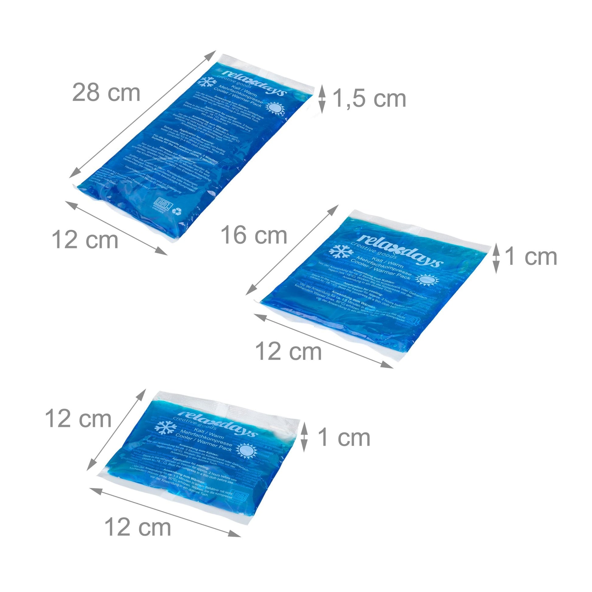 Kühlpads 5er-Set mit Hülle Blau von Relaxdays