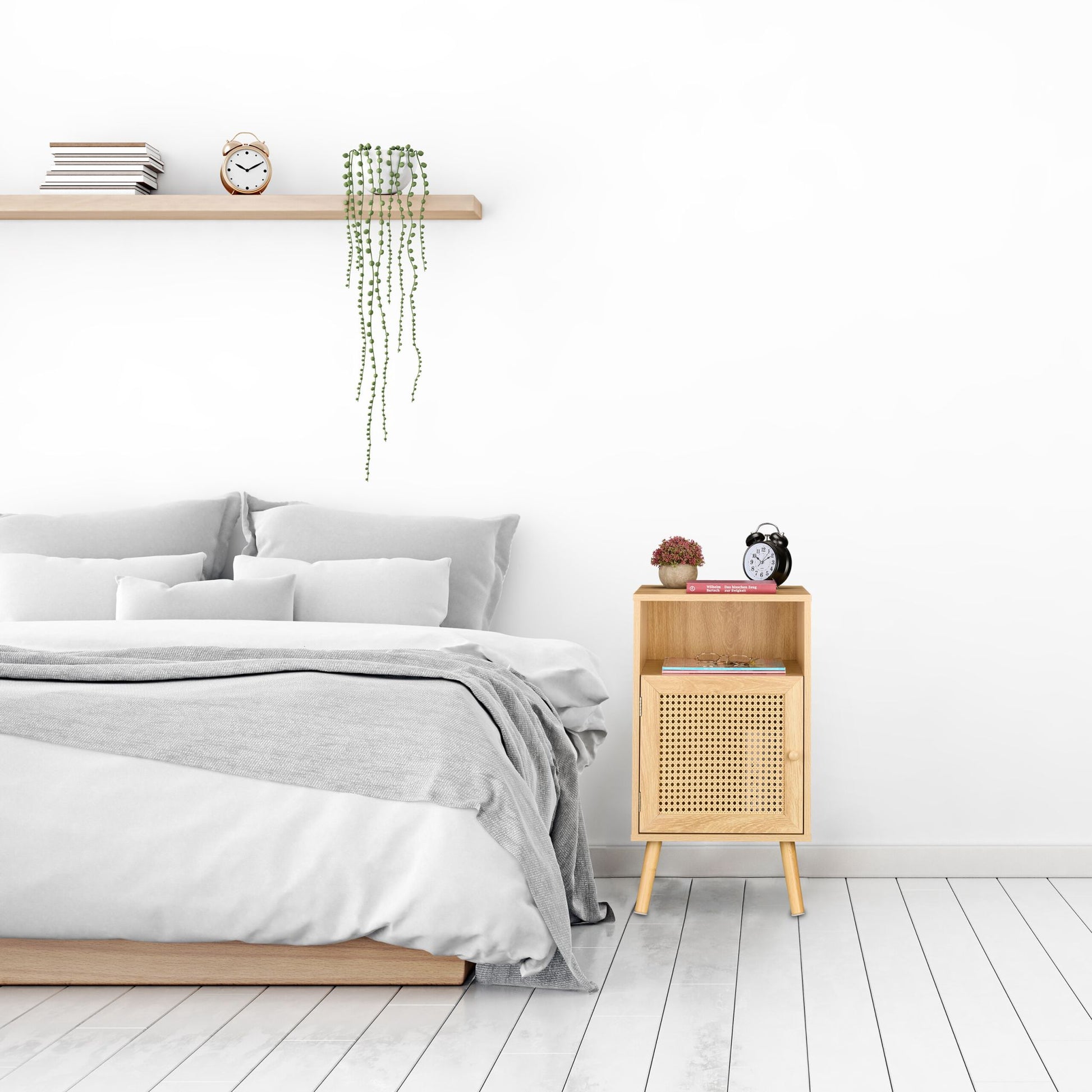 Nachttisch Rattan-Design Hellbraun von Relaxdays