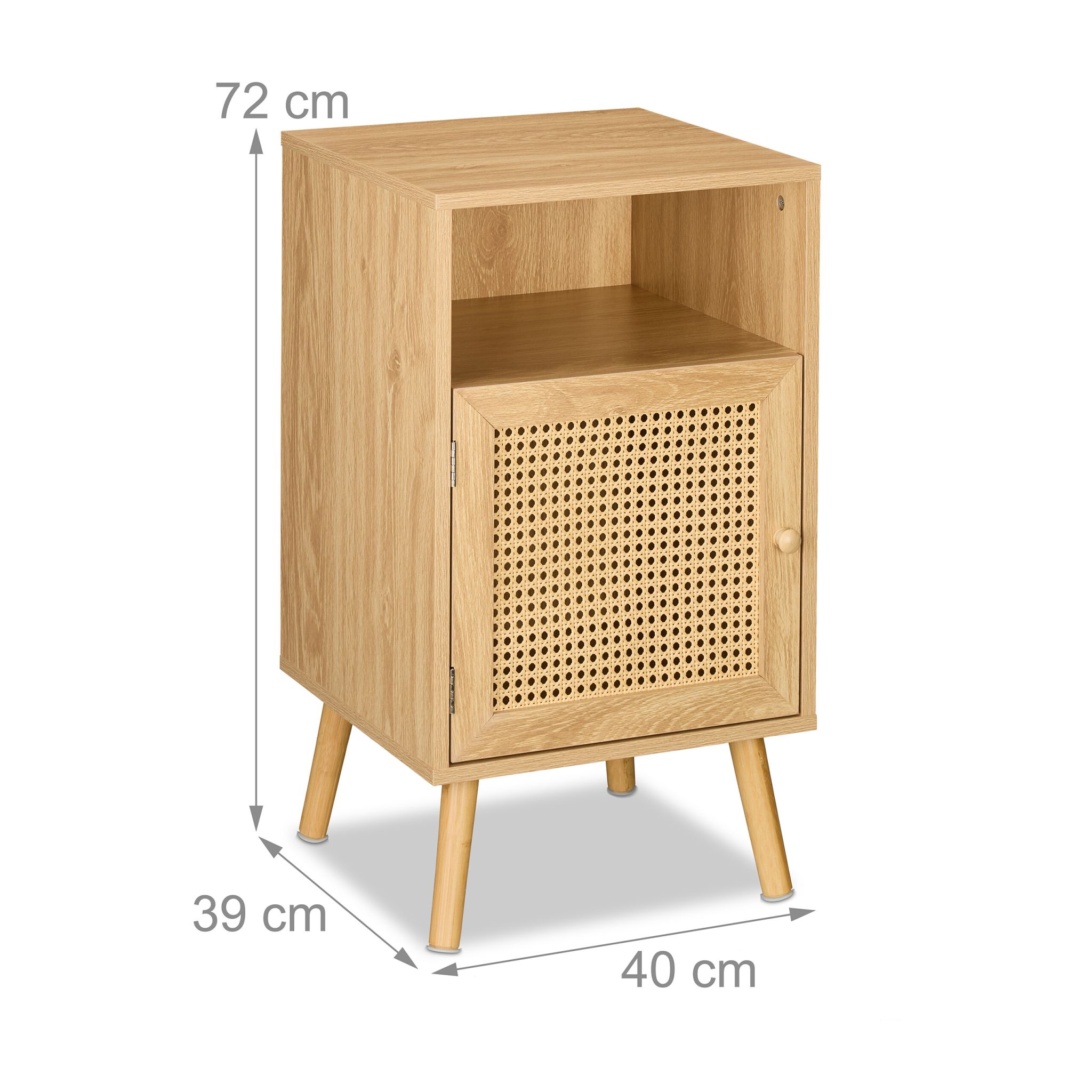 Nachttisch Rattan-Design Hellbraun von Relaxdays