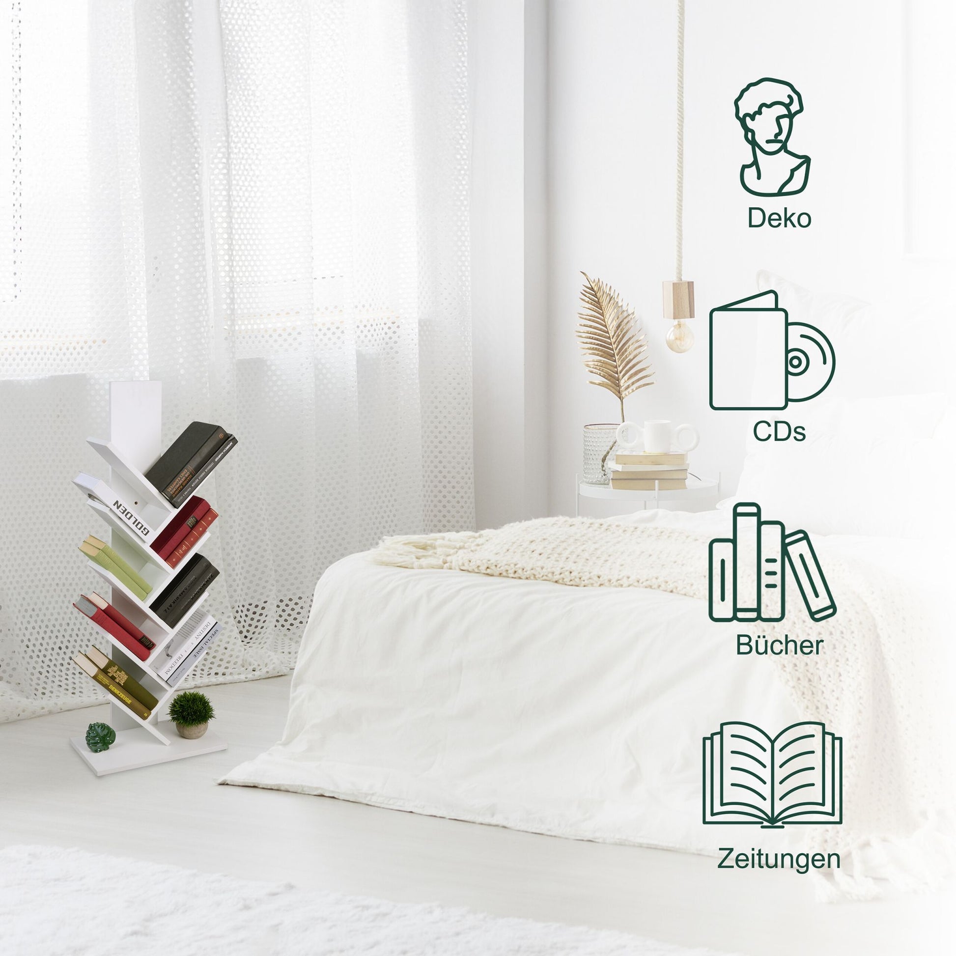 Bücherregal in Baumform Weiss von Relaxdays