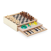 Spielesammlung mit 7 Brettspielen Grün-Hellbraun-Schwarz von Relaxdays