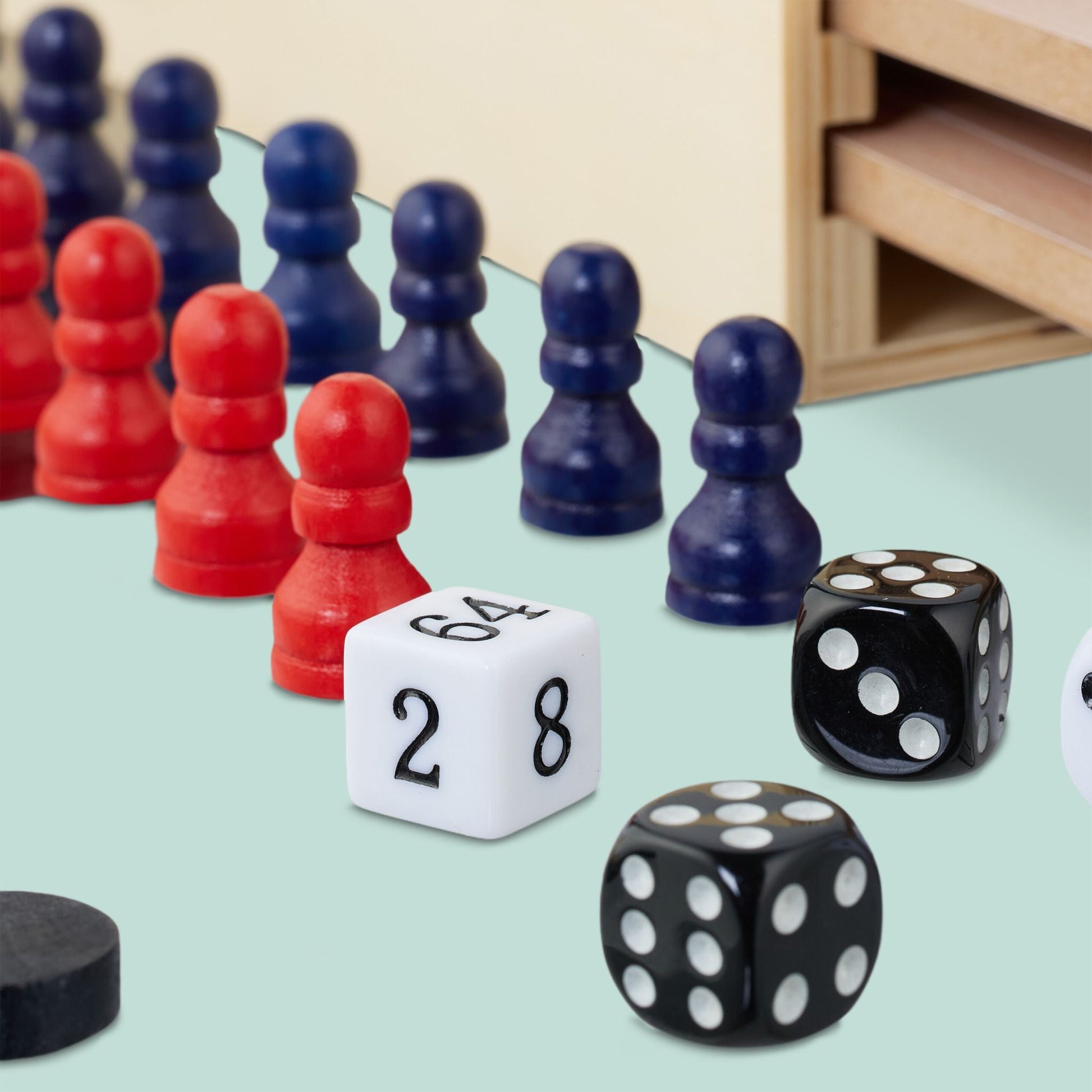 Spielesammlung mit 7 Brettspielen Grün-Hellbraun-Schwarz von Relaxdays