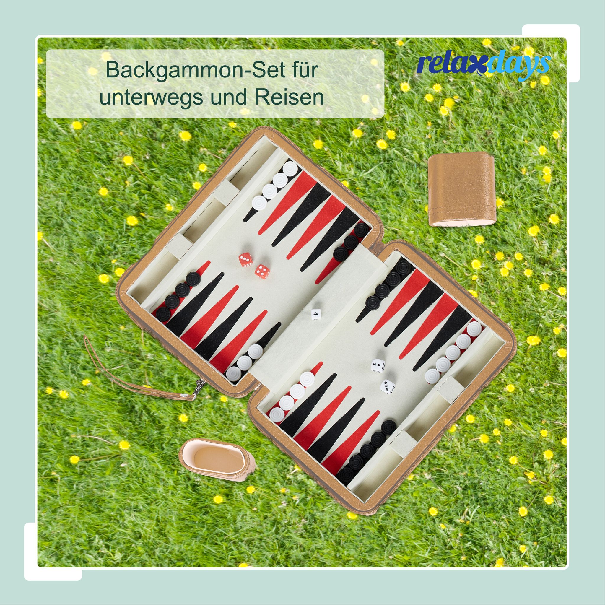 Backgammon Reisespiel Hellbraun