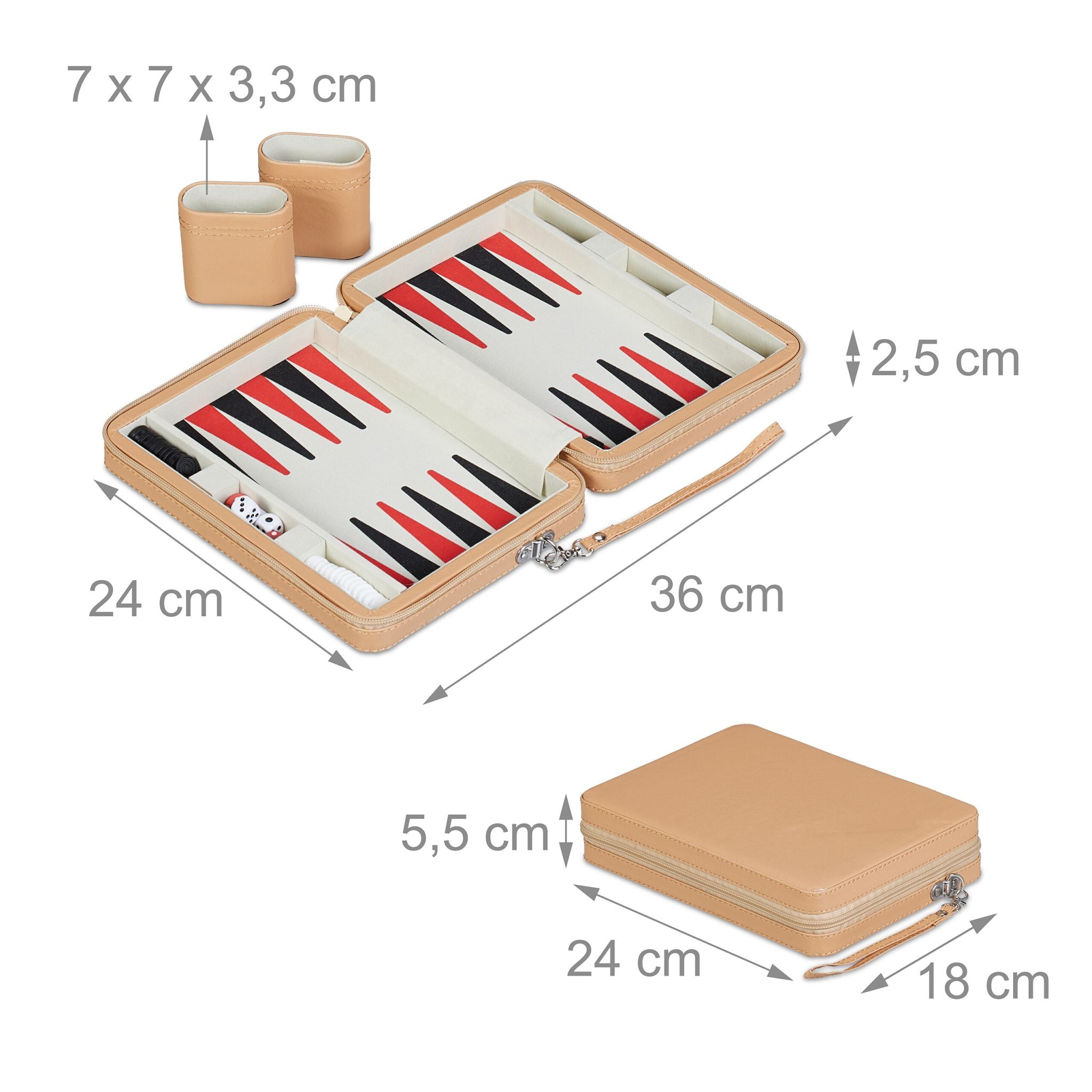 Backgammon Reisespiel Hellbraun