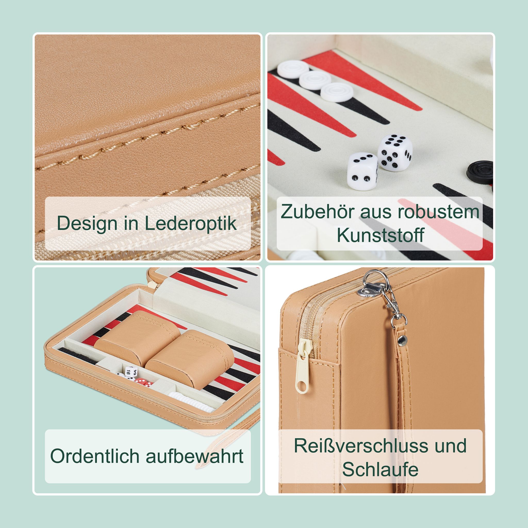 Backgammon Reisespiel Hellbraun