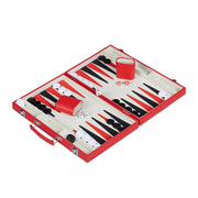 Backgammon Koffer Rot-Silber
