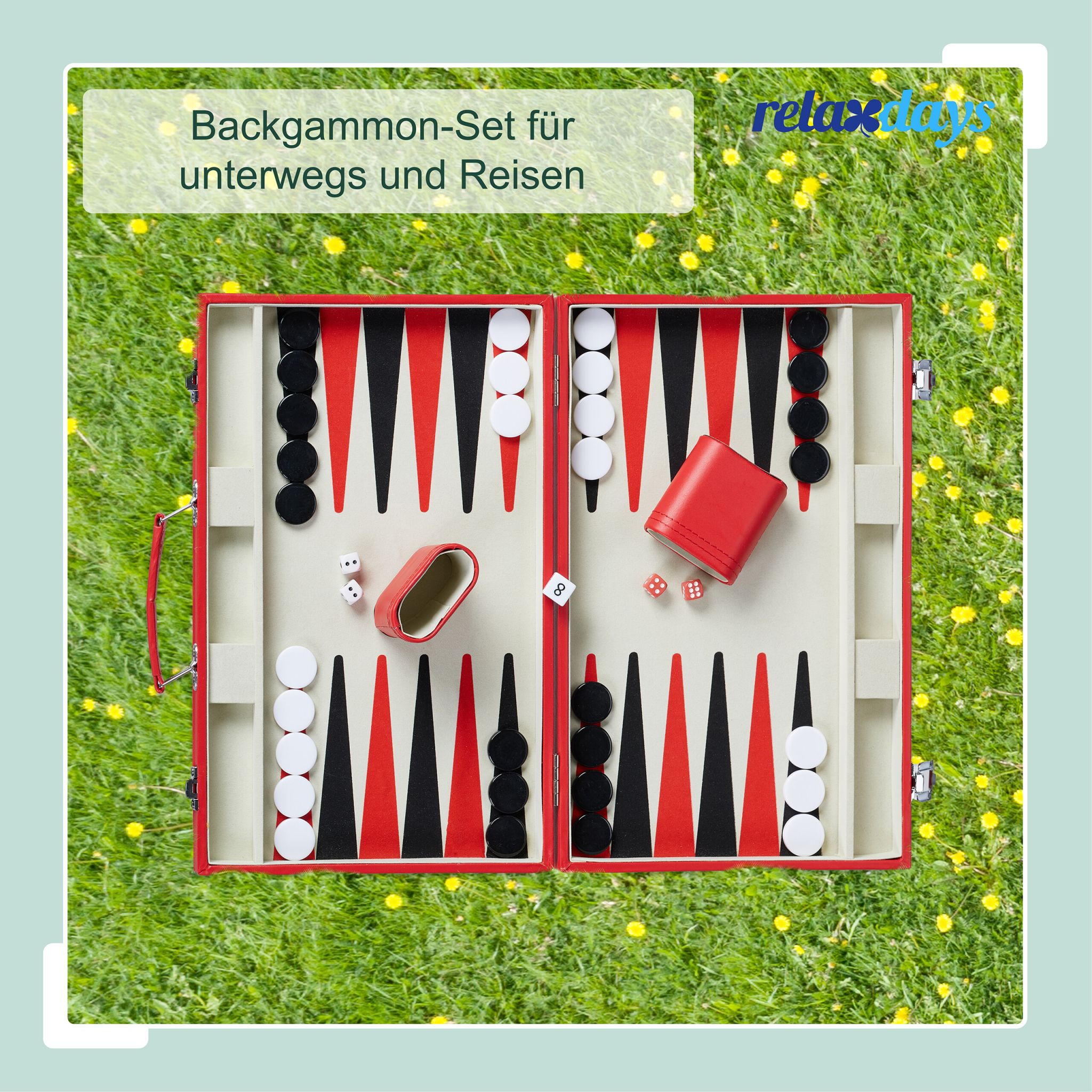 Backgammon Koffer Rot-Silber