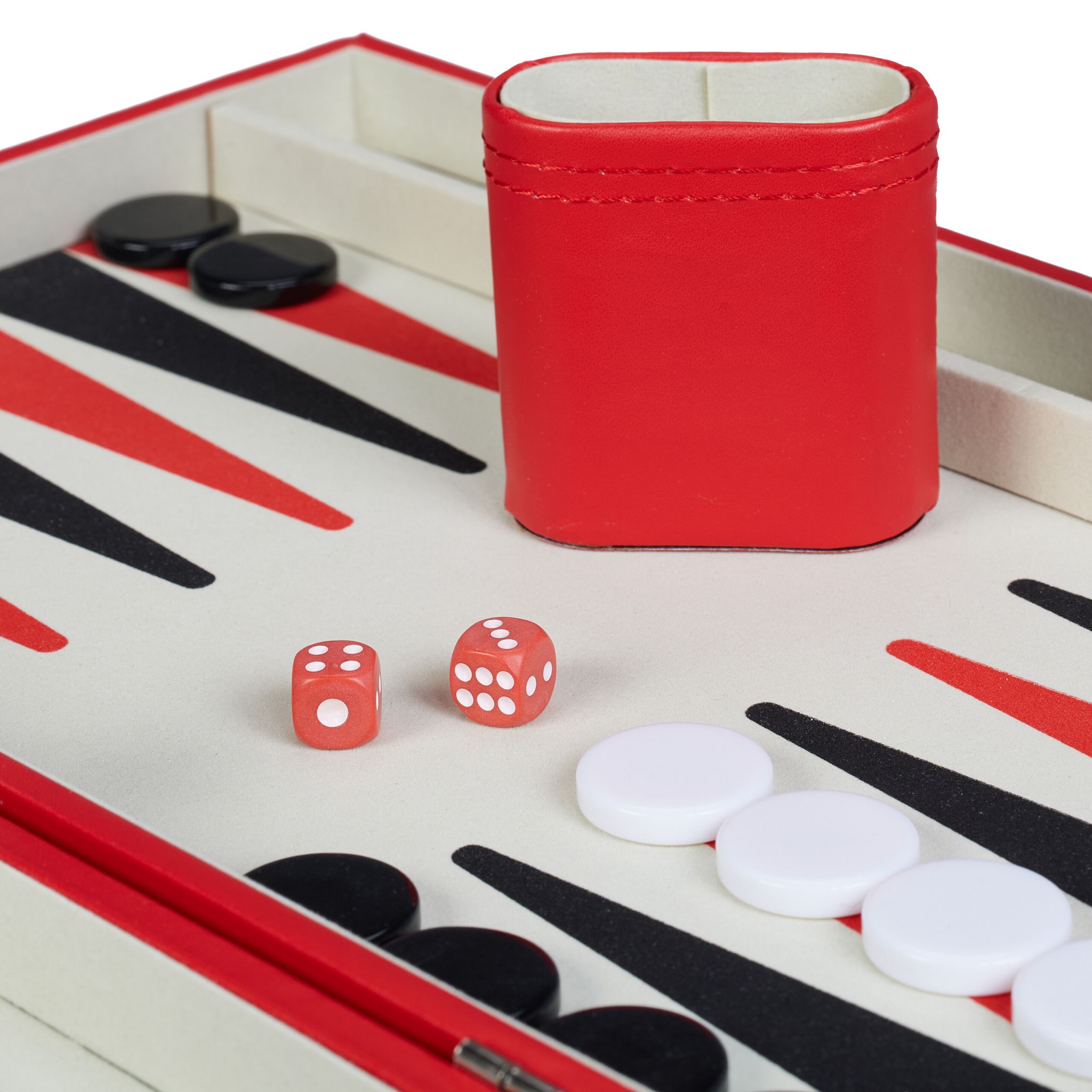Backgammon Koffer Rot-Silber