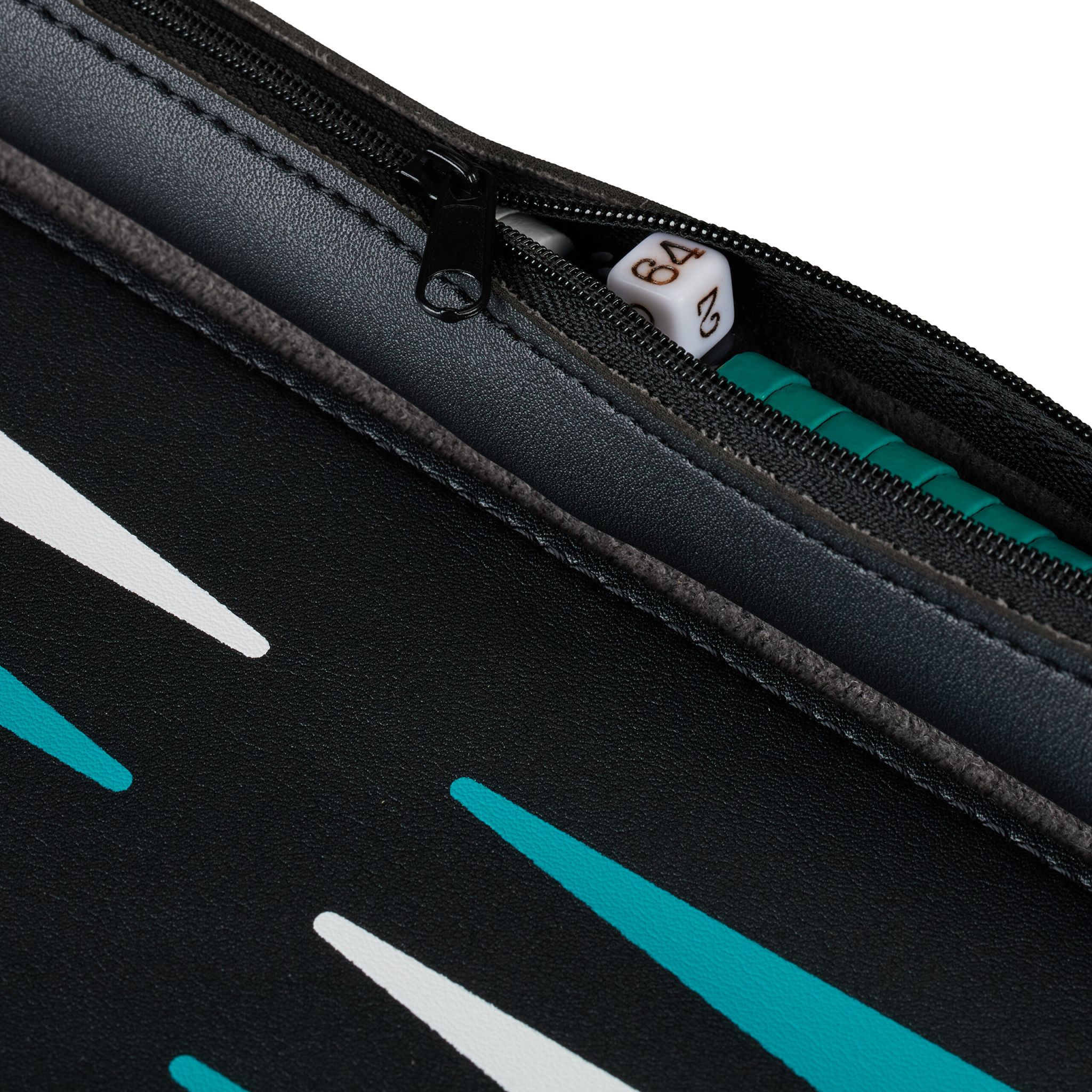 Backgammon zum Aufrollen Weiss-Schwarz-Türkis