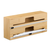 Folienspender Bambus Hellbraun-Schwarz von Relaxdays