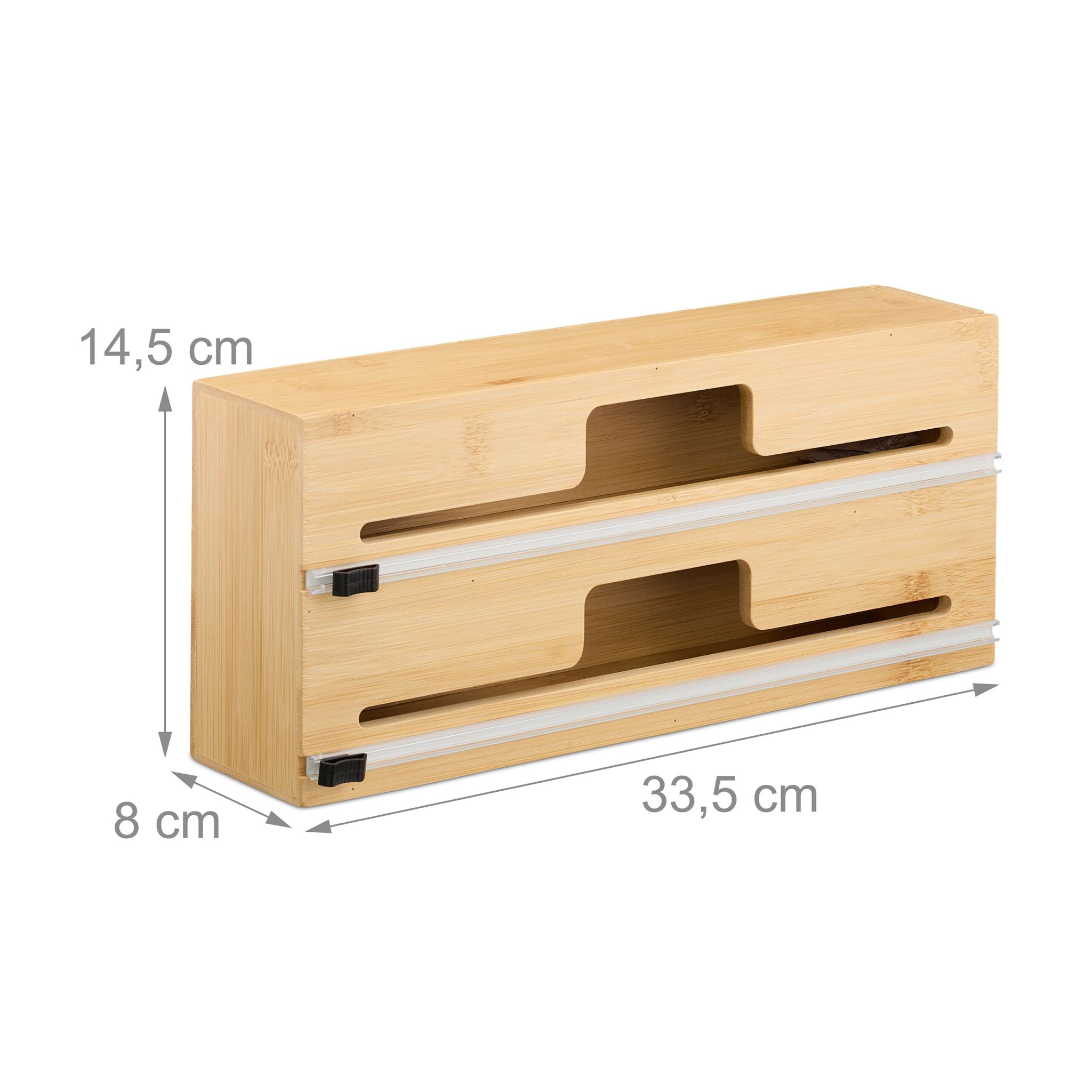 Folienspender Bambus Hellbraun-Schwarz von Relaxdays