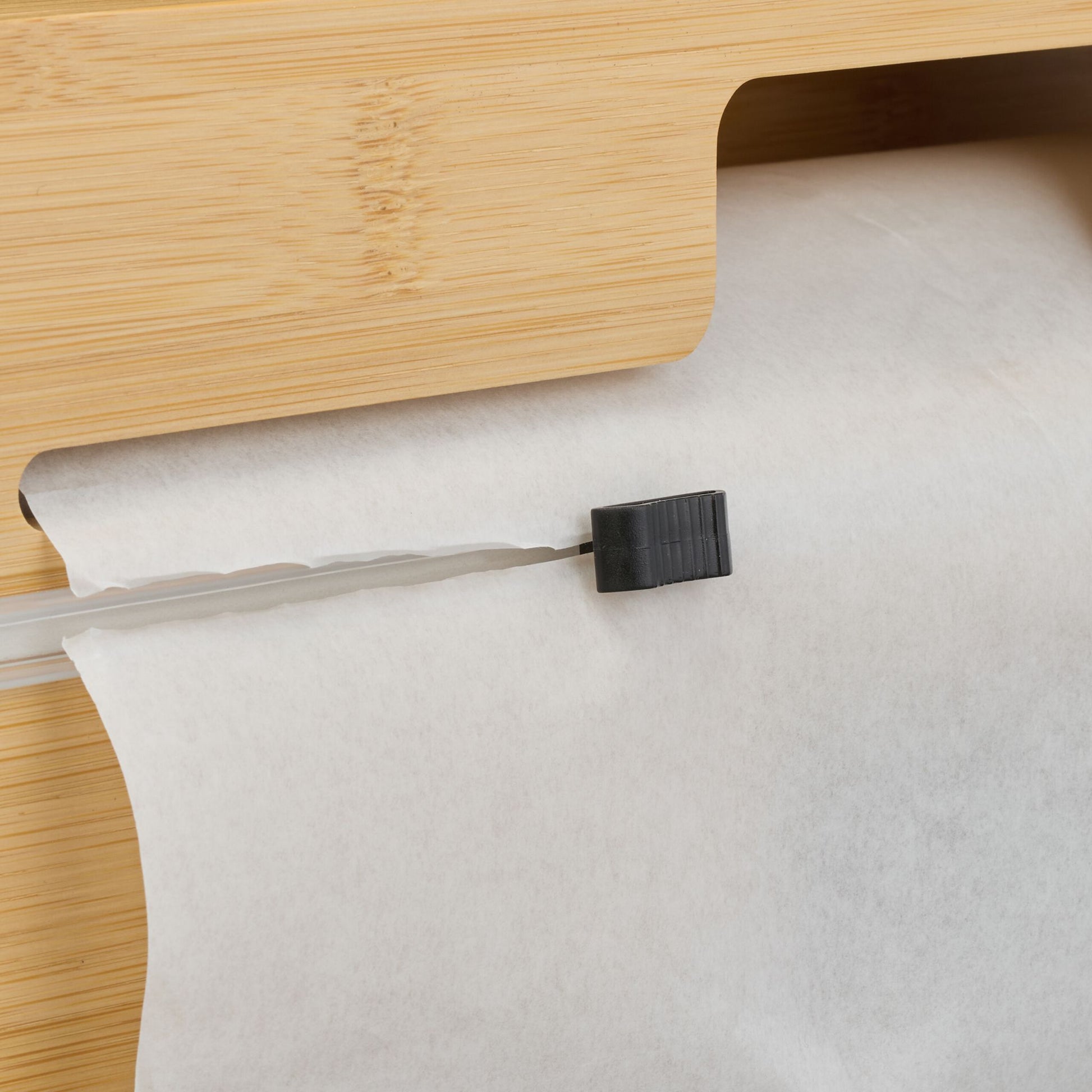 Folienspender Bambus Hellbraun-Schwarz von Relaxdays