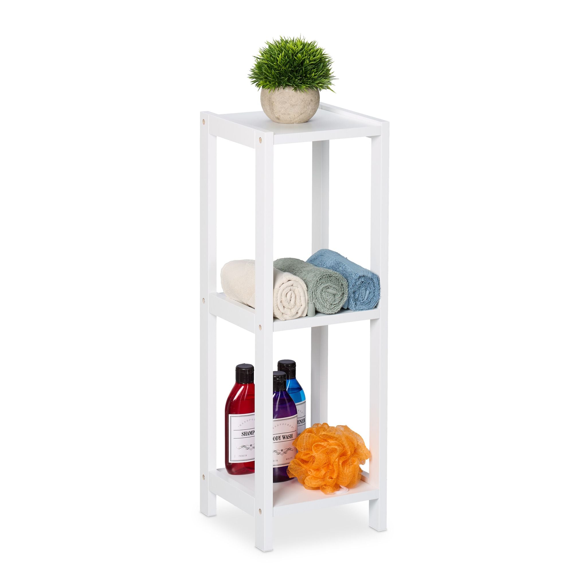 Kleines Standregal mit 3 Ablagen Weiss