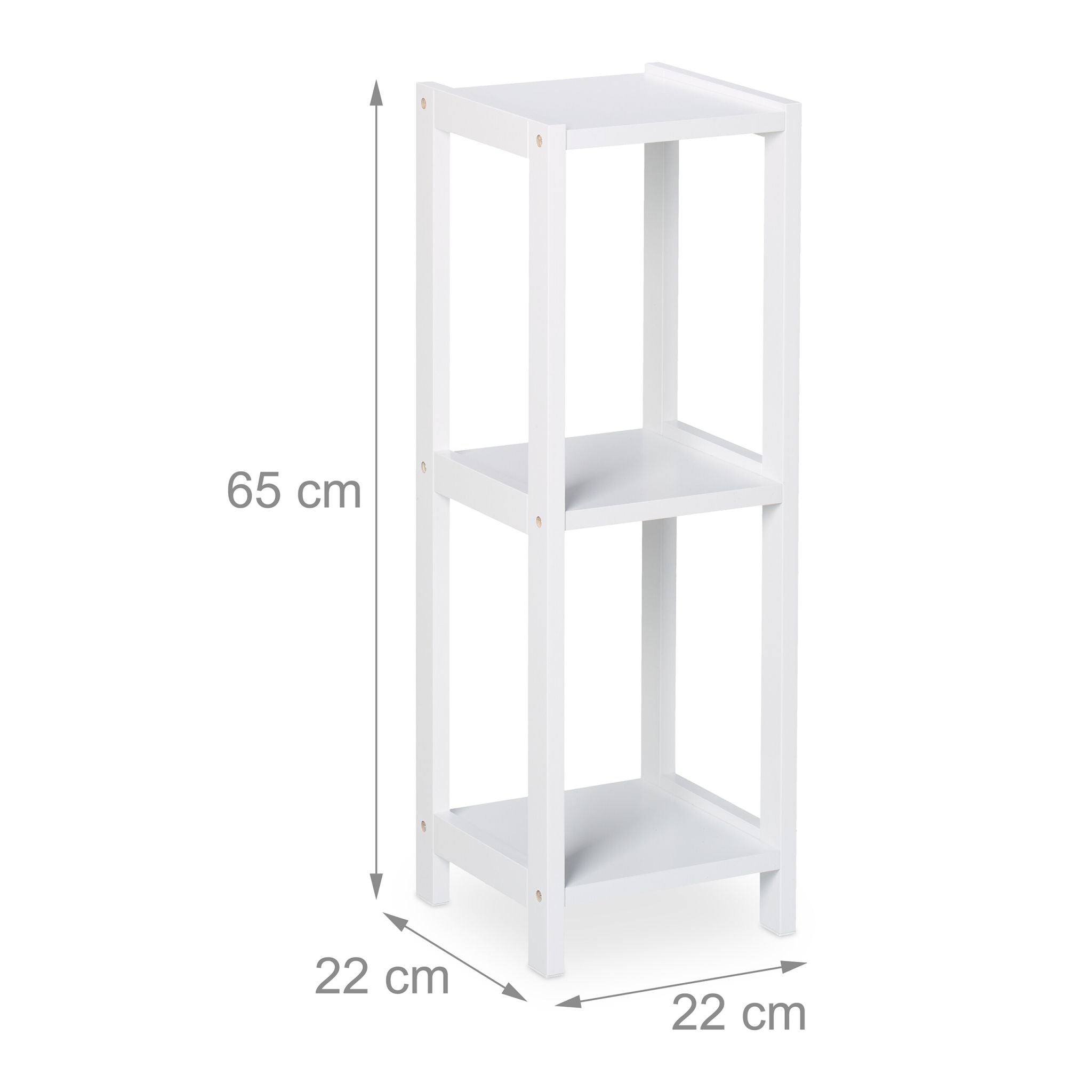 Kleines Standregal mit 3 Ablagen Weiss