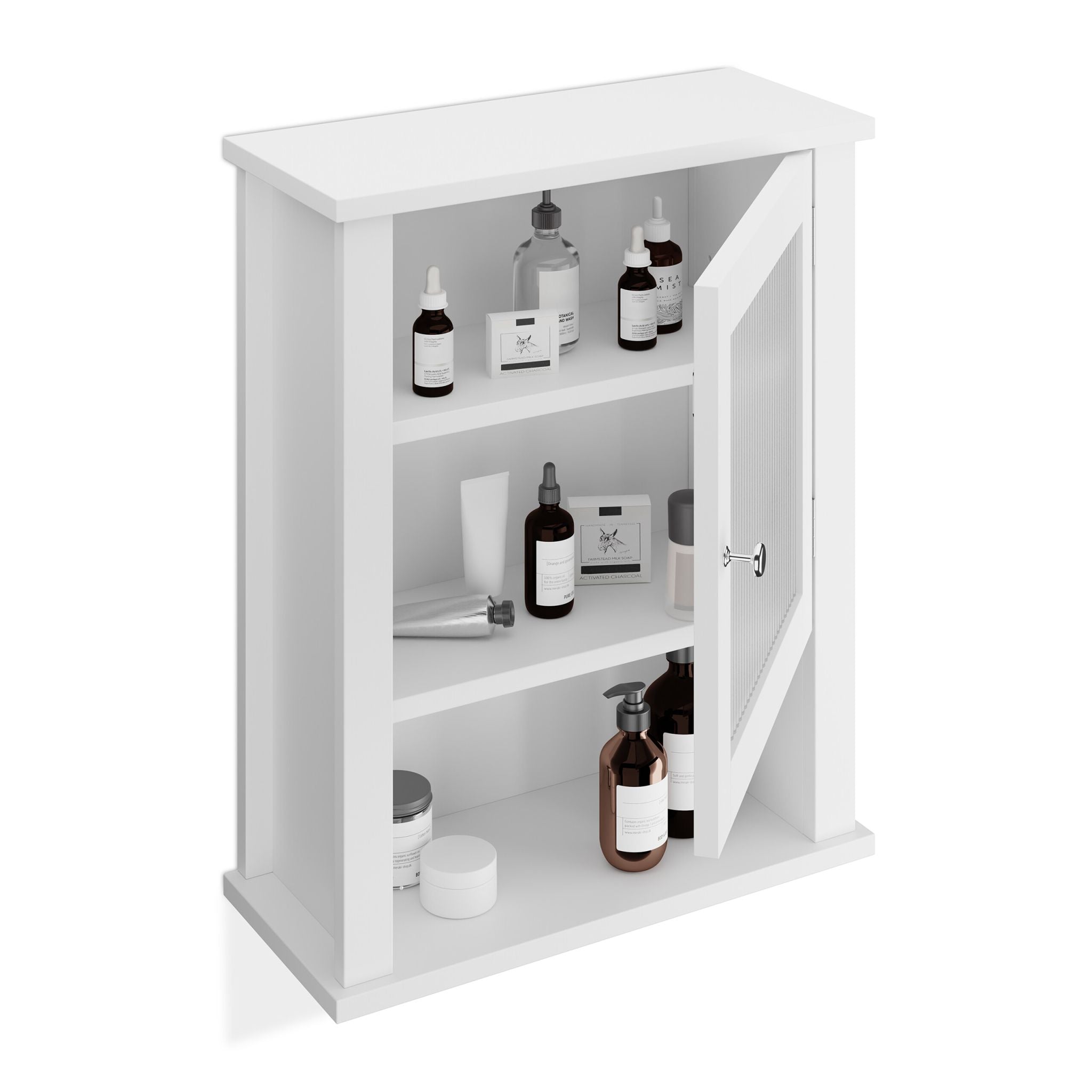 Hängender Badschrank mit Tür Weiss-Transparent von Relaxdays