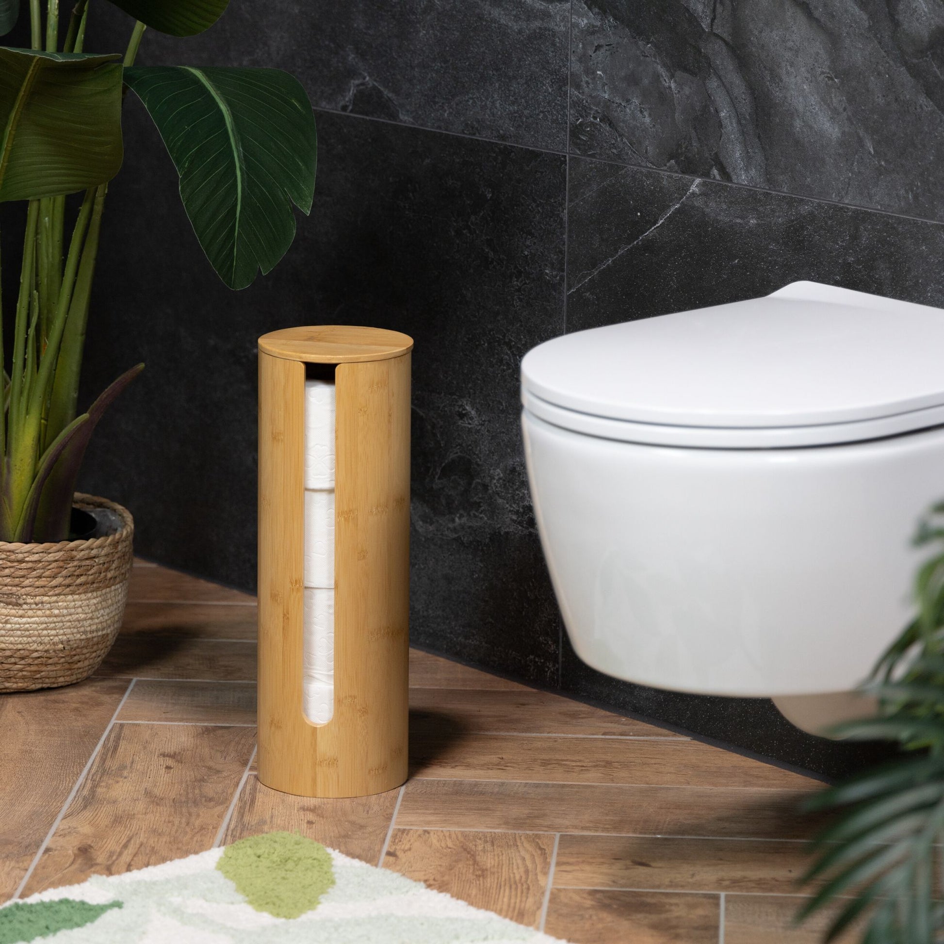 Toilettenpapier Aufbewahrung Bambus Hellbraun von Relaxdays