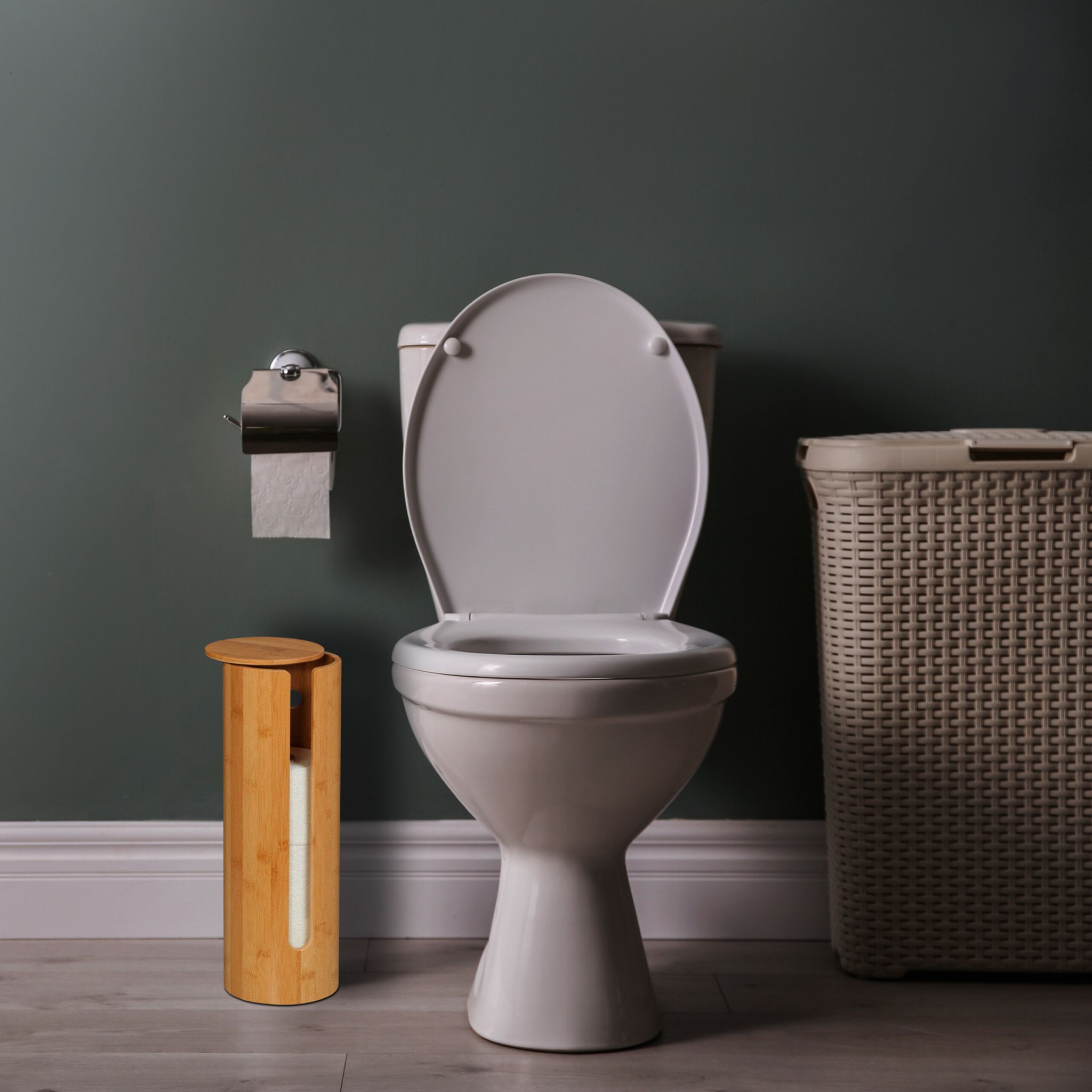 Toilettenpapier Aufbewahrung Bambus Hellbraun von Relaxdays