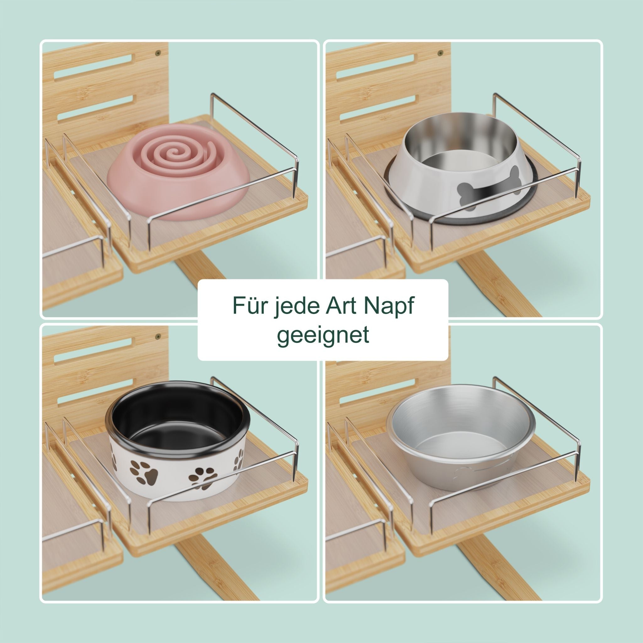 Futterstation für Hunde höhenverstellbar Hellbraun-Silber von Relaxdays