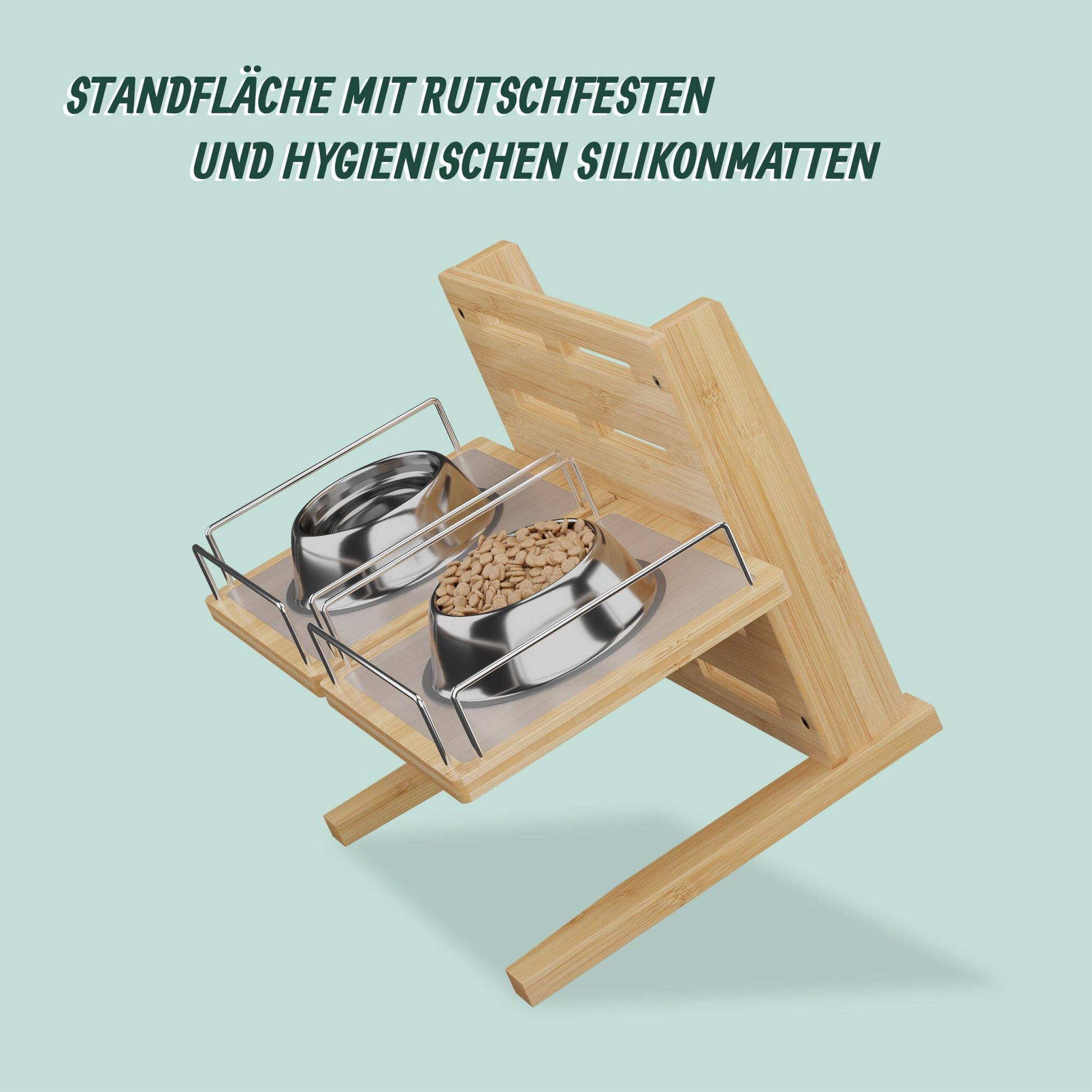 Futterstation für Hunde höhenverstellbar Hellbraun-Silber von Relaxdays